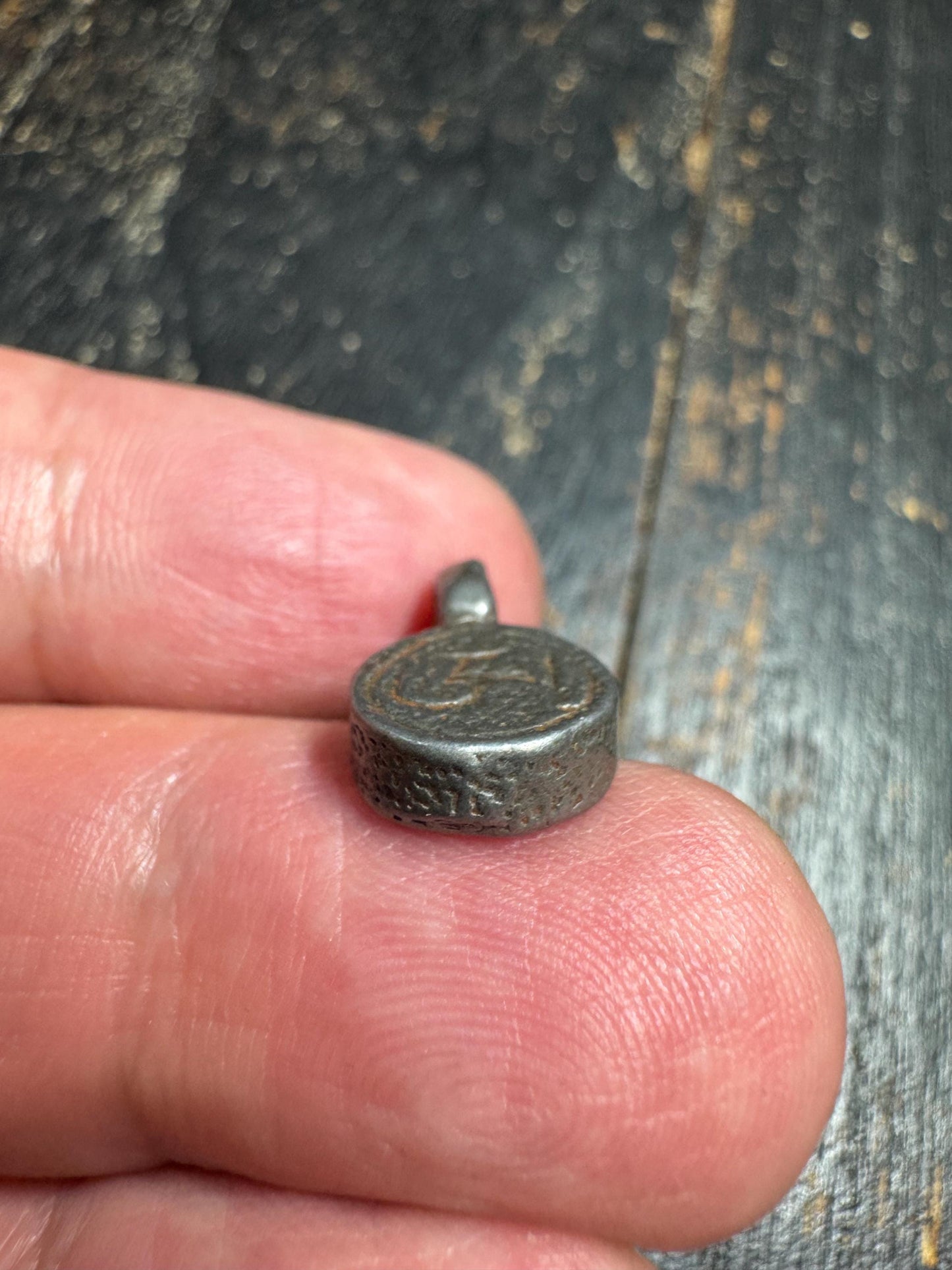 Vintage Tibetan Cold Iron OM Seal Amulet Pendant | Himalayan Buddhist Talisman | Ritual Charm(H714)