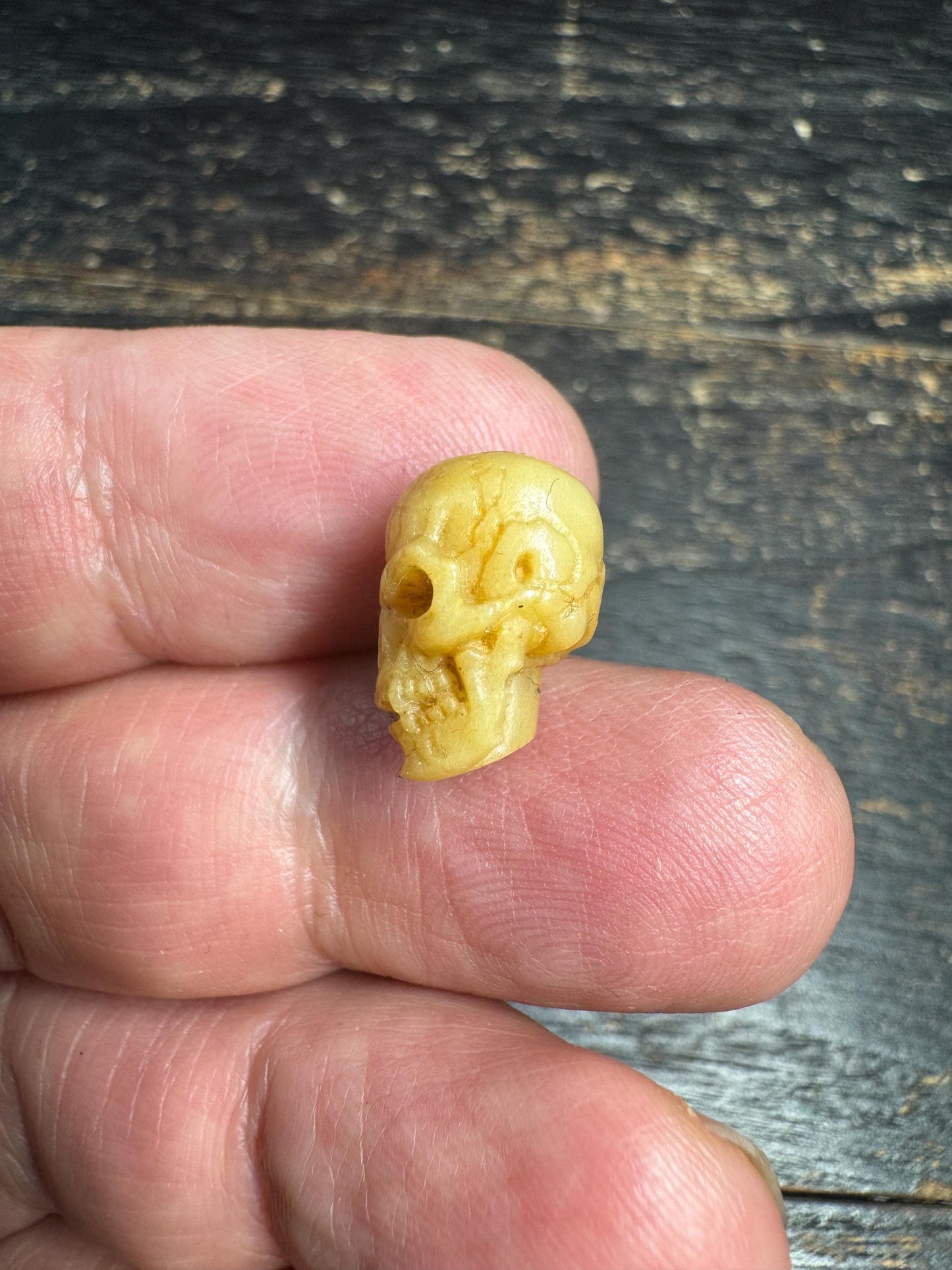 Hand-Carved Yak Bone Citipati Skull Bead • Tibetan Charnel Ground Skull Bead • Mala Spacer Bead • Buddhist Meditation Jewelry Supply