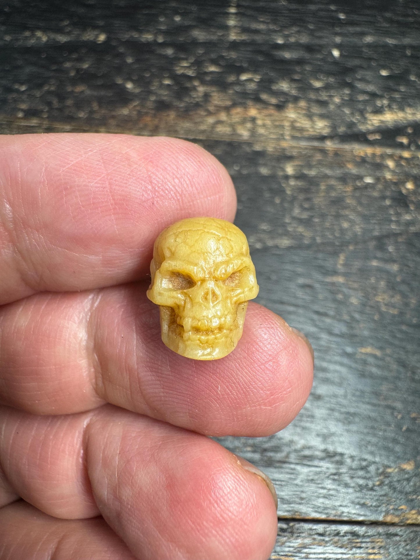 Hand-Carved Yak Bone Citipati Skull Bead • Tibetan Charnel Ground Skull Bead • Mala Spacer Bead • Buddhist Meditation Jewelry Supply