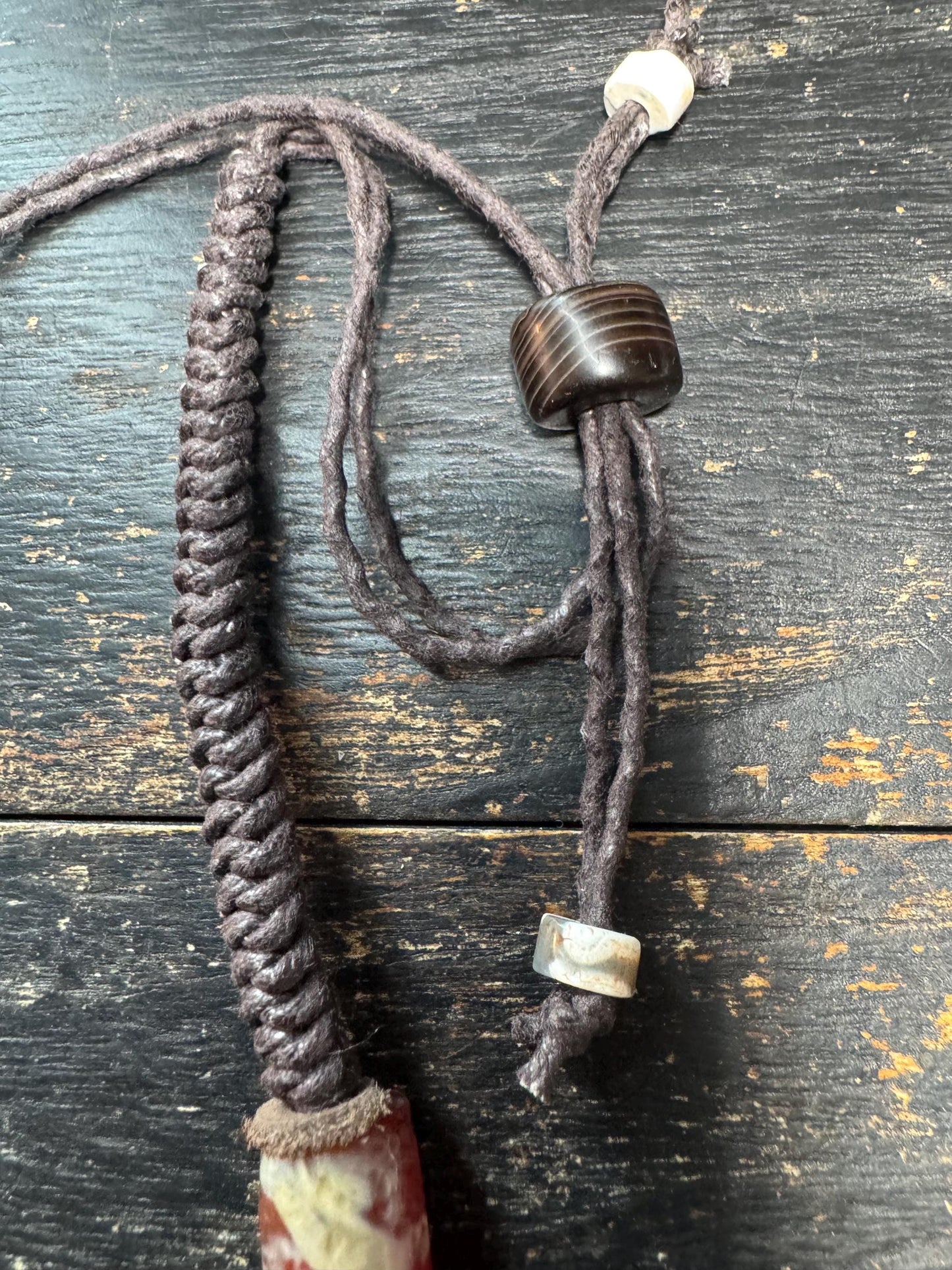 Lotus Dzi Necklace • Tibetan Style Lotus Dzi Pendant Necklace • Hand-Knotted Himalayan Agate Jewelry • Adjustable Spiritual Necklace