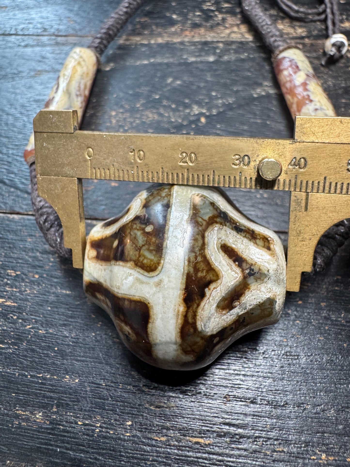 Lotus Dzi Necklace • Tibetan Style Lotus Dzi Pendant Necklace • Hand-Knotted Himalayan Agate Jewelry • Adjustable Spiritual Necklace