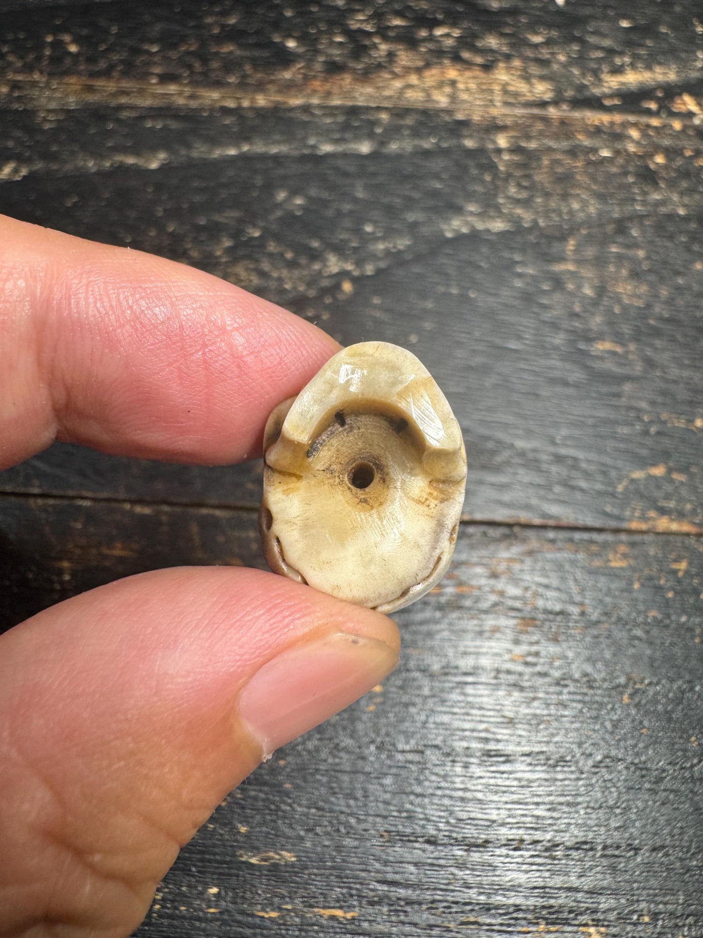 Hand Carved Deer Antler Citipati Skull Bead | Nepal Tibetan Buddhist Skull Guru Bead | Meditation Mala Pendant | Handmade Spiritual Talisman