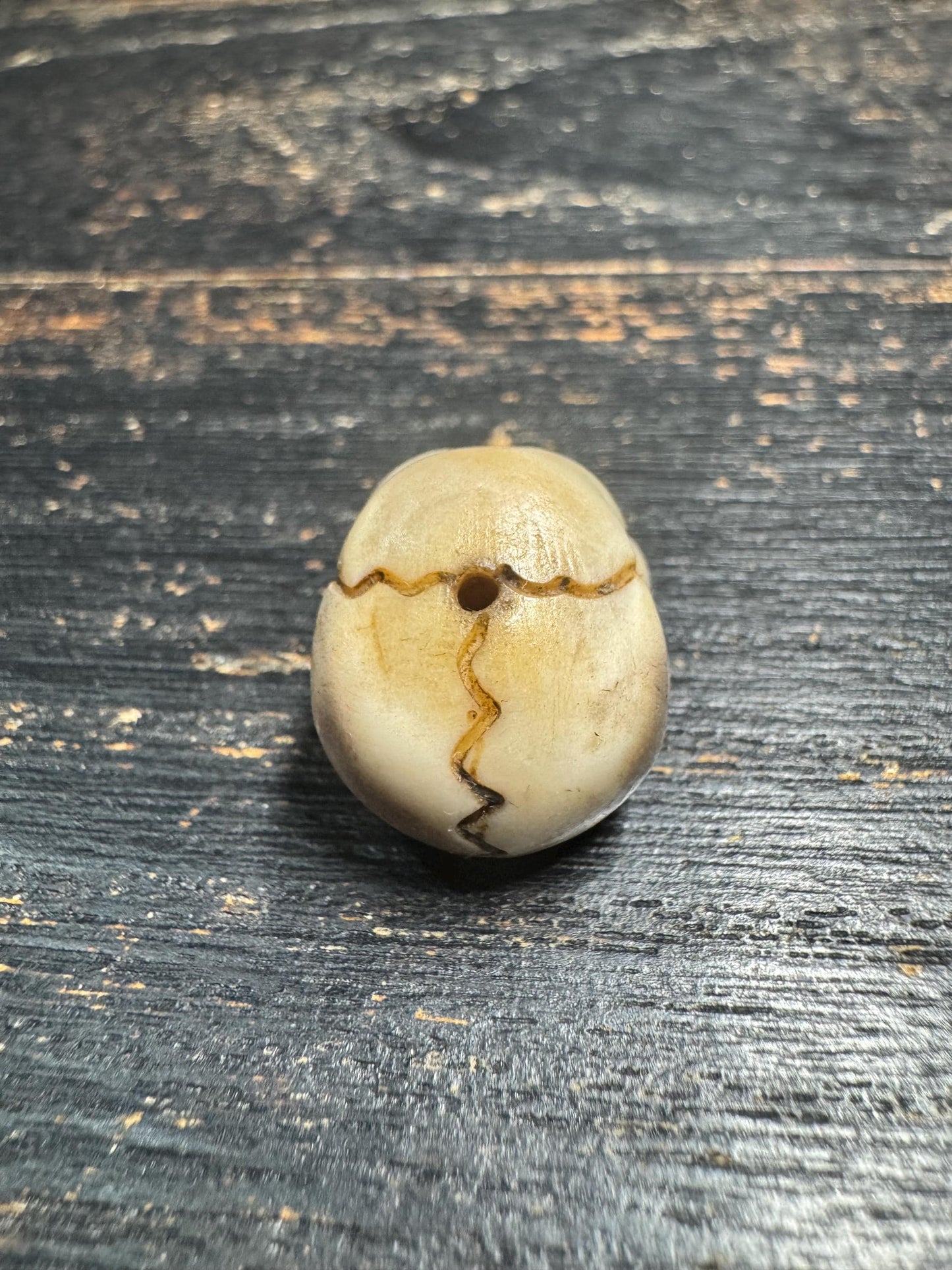 Hand Carved Deer Antler Citipati Skull Bead | Nepal Tibetan Buddhist Skull Guru Bead | Meditation Mala Pendant | Handmade Spiritual Talisman