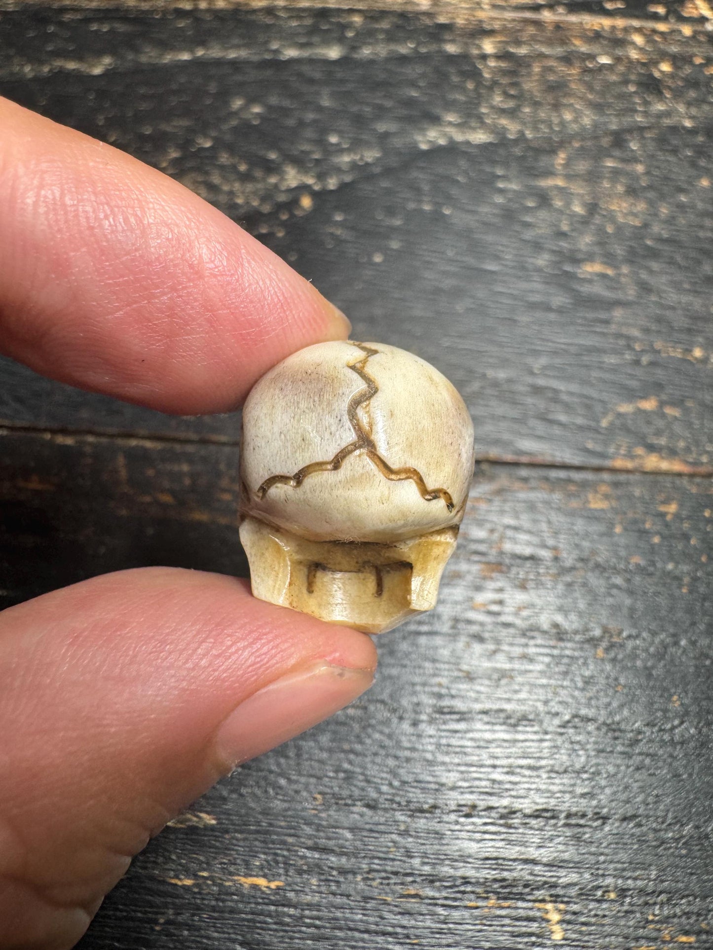 Hand Carved Deer Antler Citipati Skull Bead | Nepal Tibetan Buddhist Skull Guru Bead | Meditation Mala Pendant | Handmade Spiritual Talisman