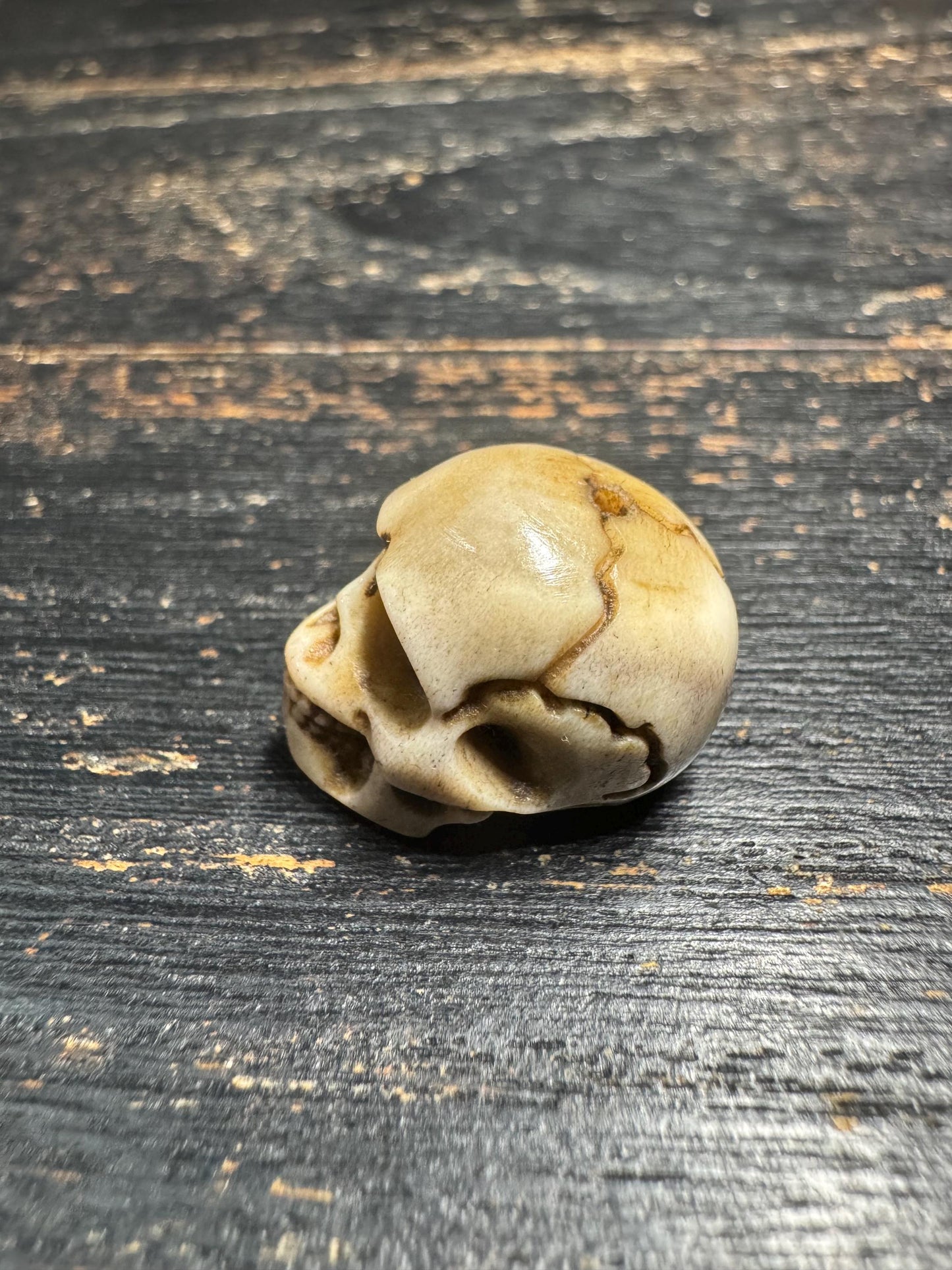 Hand Carved Deer Antler Citipati Skull Bead | Nepal Tibetan Buddhist Skull Guru Bead | Meditation Mala Pendant | Handmade Spiritual Talisman