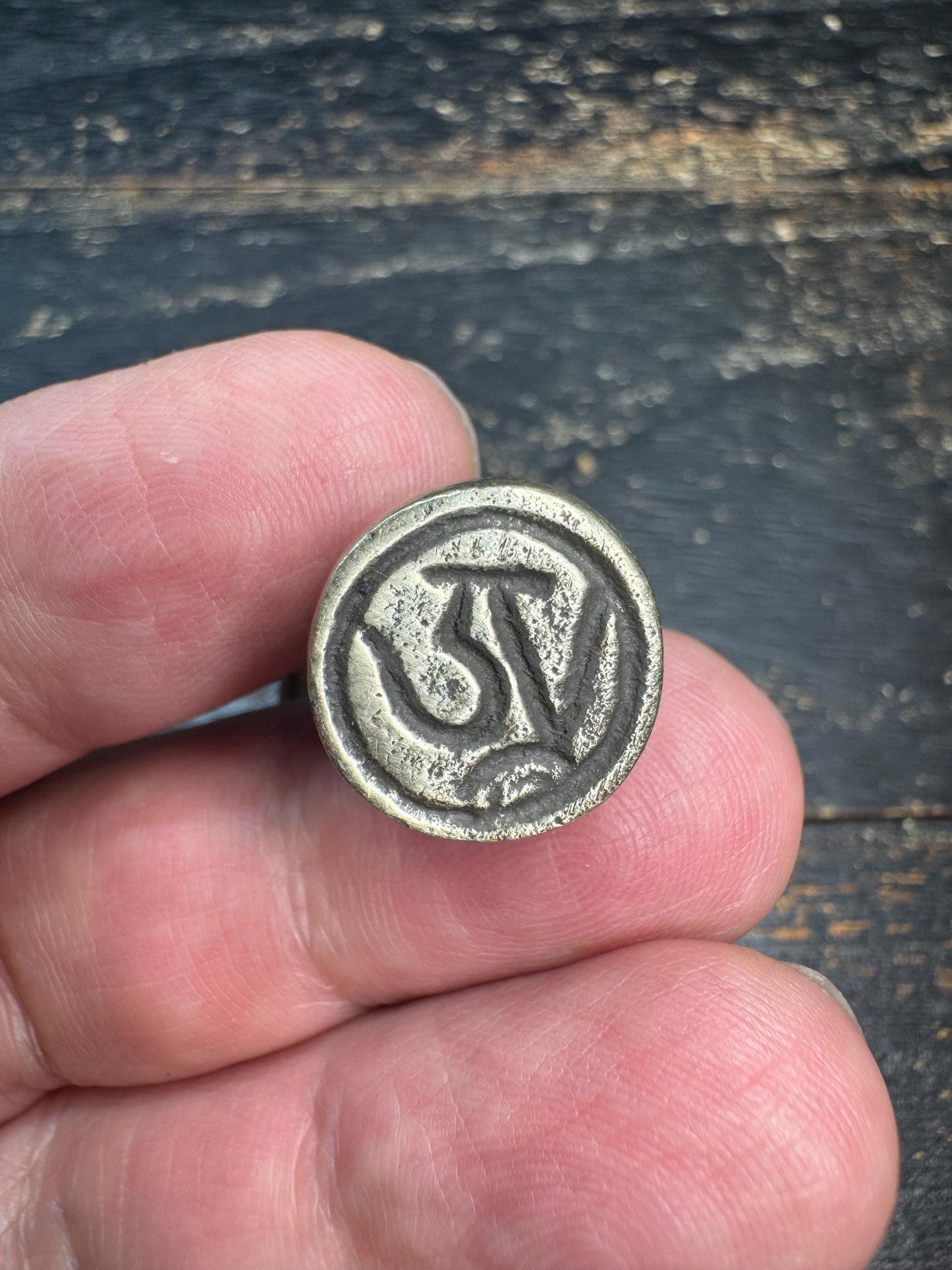 Vintage Tibetan Bronze Stupa Seal Pendant • Om Symbol Stamp Amulet • Himalayan Buddhist Seal • Tibetan Ritual Pendant • Meditation Talisman