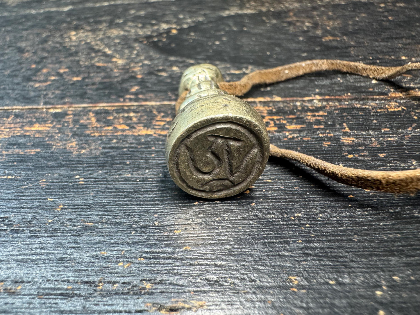 Vintage Tibetan Bronze Stupa Seal Pendant • Om Symbol Stamp Amulet • Himalayan Buddhist Seal • Tibetan Ritual Pendant • Meditation Talisman