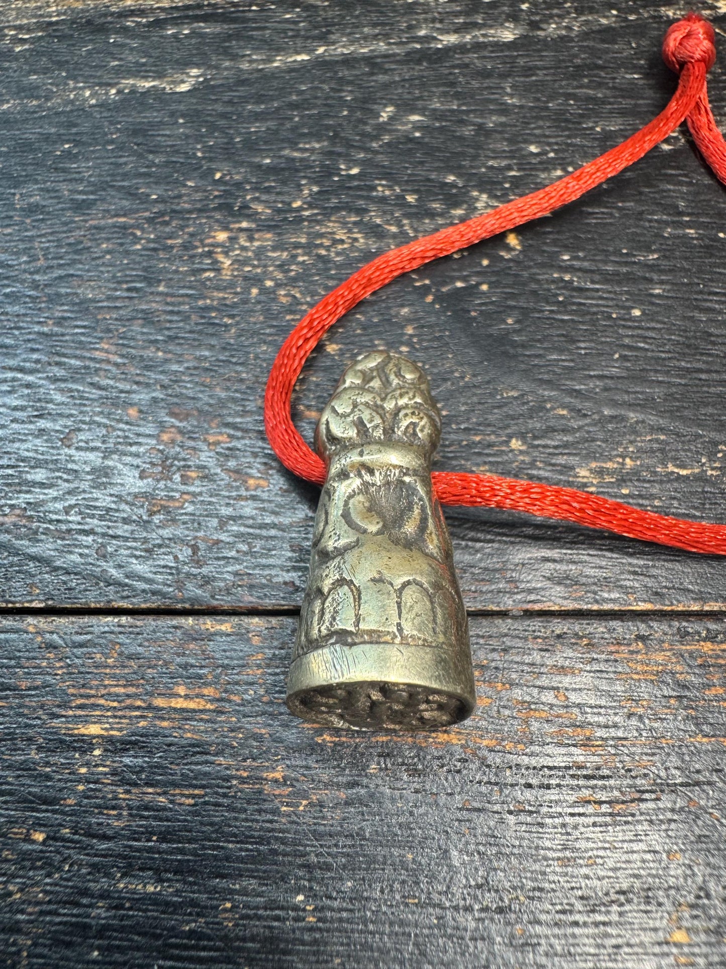 Vintage Tibetan White Brass Seal Pendant • Cloud Motif Stamp Amulet • Himalayan Seed Syllable Seal • Tibetan Ritual Charm • Buddhist Talisma
