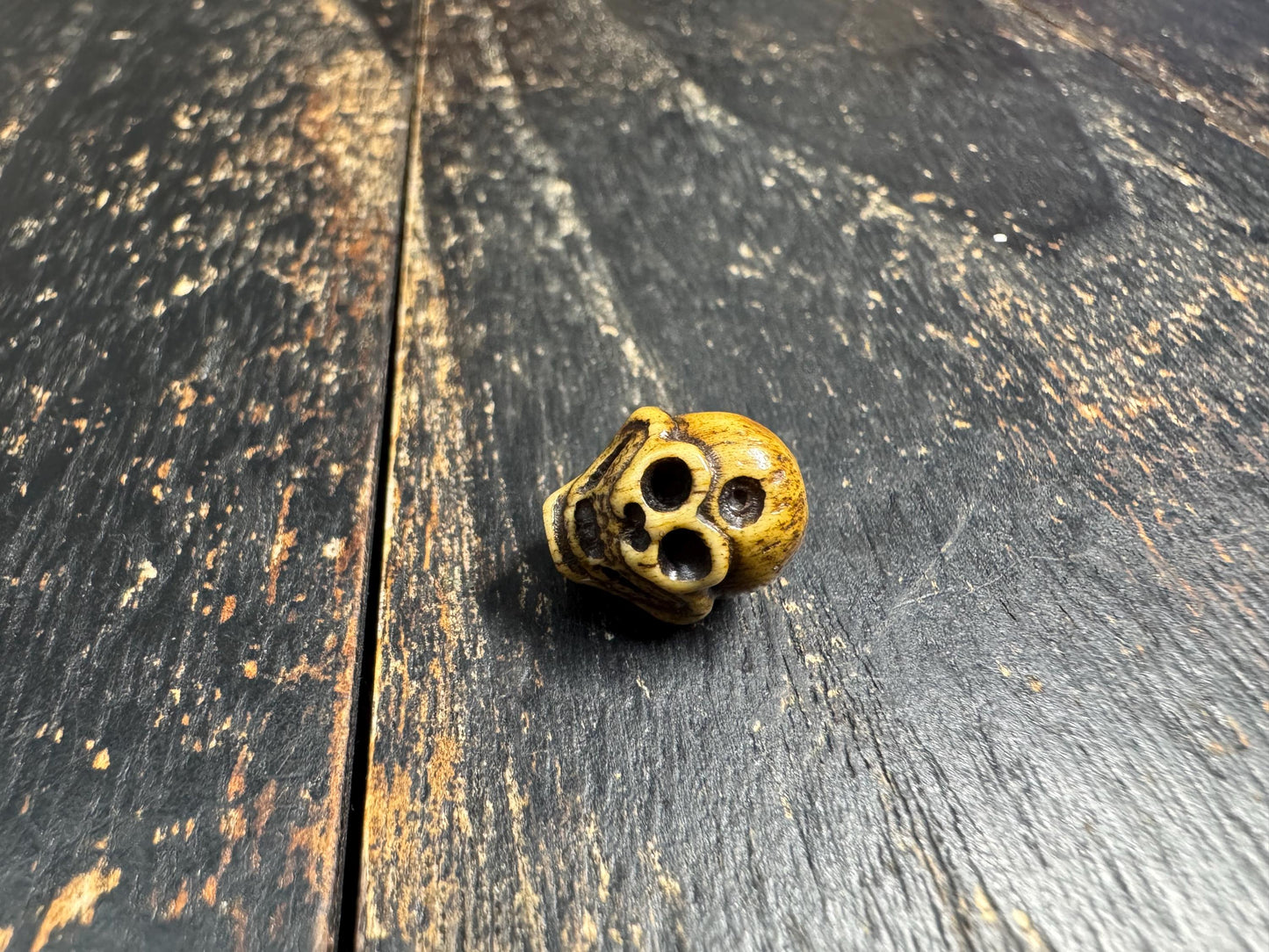Hand Carved Yak Bone Skull Guru Bead 13mm, Third Eye Skull Mala Bead, Tibetan Style Carved Bone Focal Bead for Jewelry Making(H724)