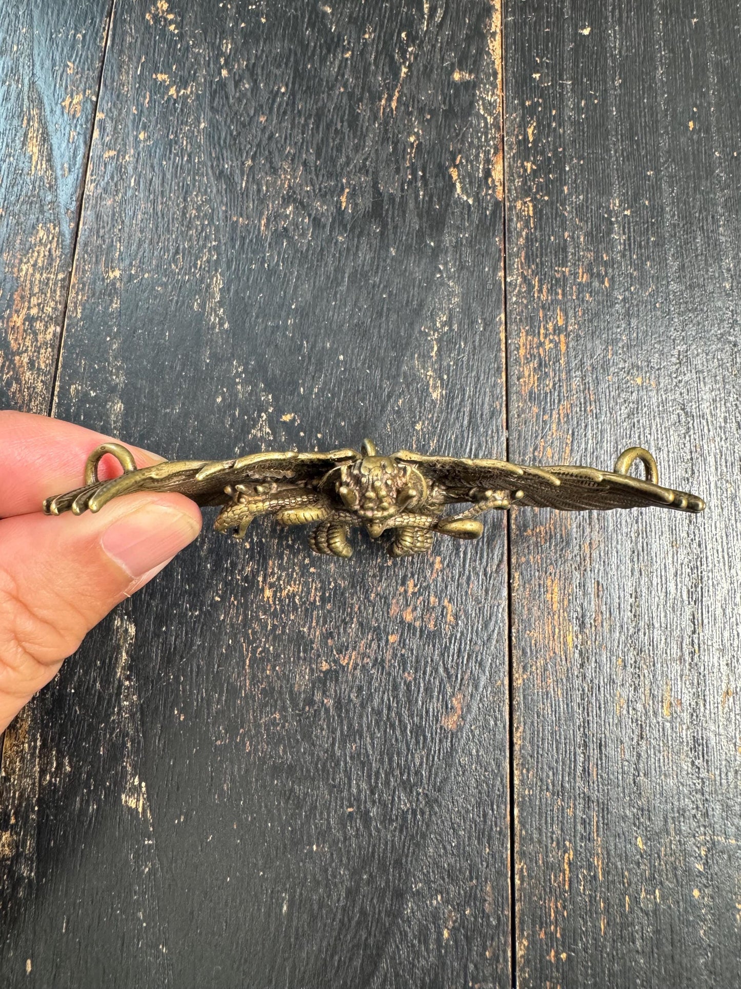 Vintage Brass Garuda Pendant, Tibetan Khyung Bird Amulet, Buddhist Protector Pendant, Winged Deity Charm, Himalayan Spiritual Talisman(H728)