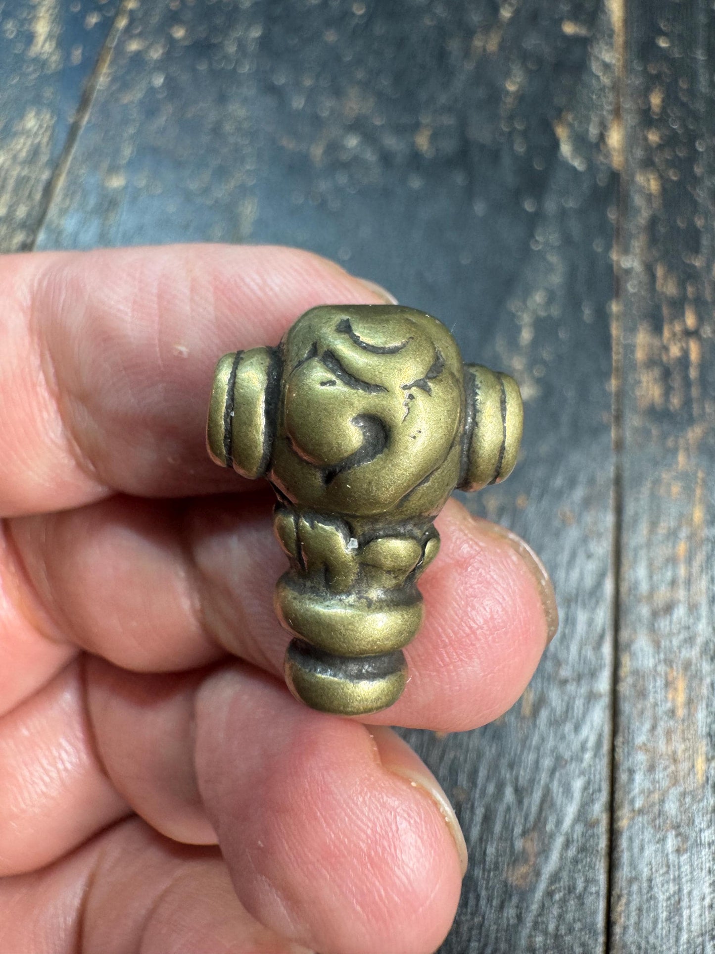 Vintage Brass Conch Guru Bead • Tibetan Mala Center Bead • Three Hole Guru Bead • Hand Cast Brass Spacer • Buddhist Prayer Bead Supply