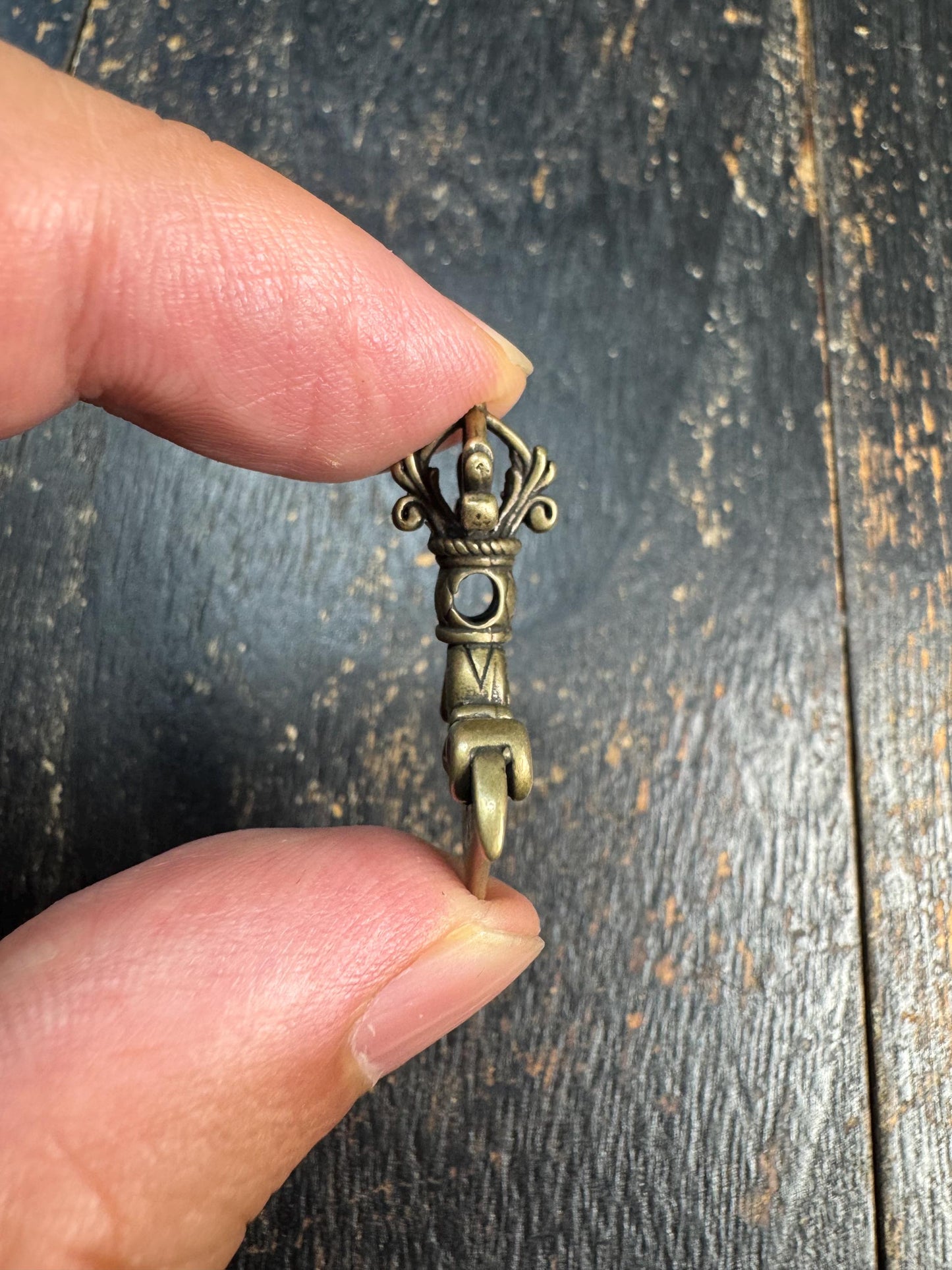 Vintage Brass Kartika Pendant • Tibetan Vajra Chopper Amulet • Curved Ritual Knife Charm • Buddhist Tantric Symbol • Himalayan Brass Pendant