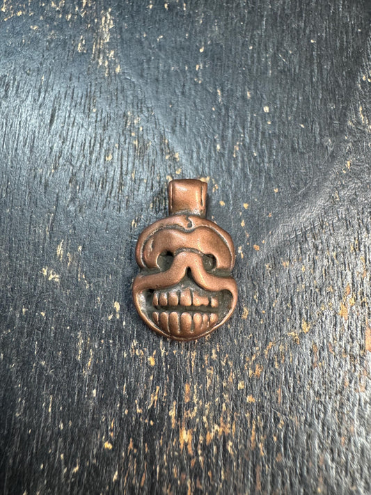 Vintage Copper Skull Pendant • Tibetan Citipati Inspired Charm • Antique Copper Amulet • Gothic Skull Necklace Pendant • Mala Accessory