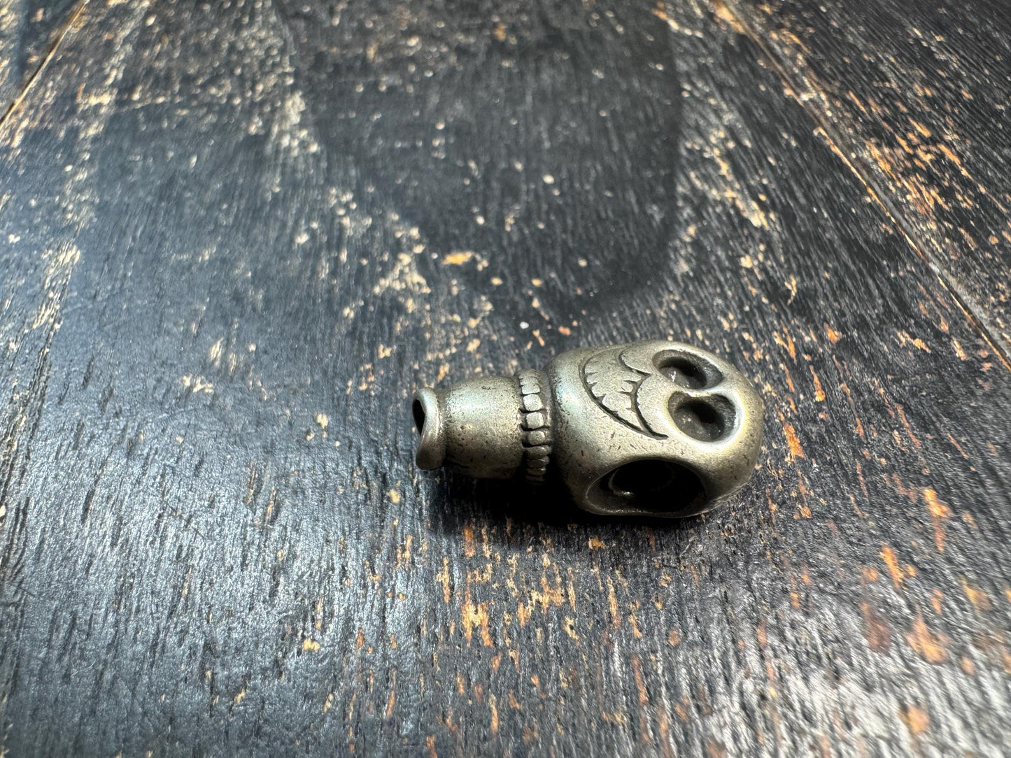 Vintage Brass Citipati Guru Bead • Tibetan Skull Mala Center Bead • Charnel Ground Skull Spacer • Brass Prayer Bead • Himalayan Buddhist Jew