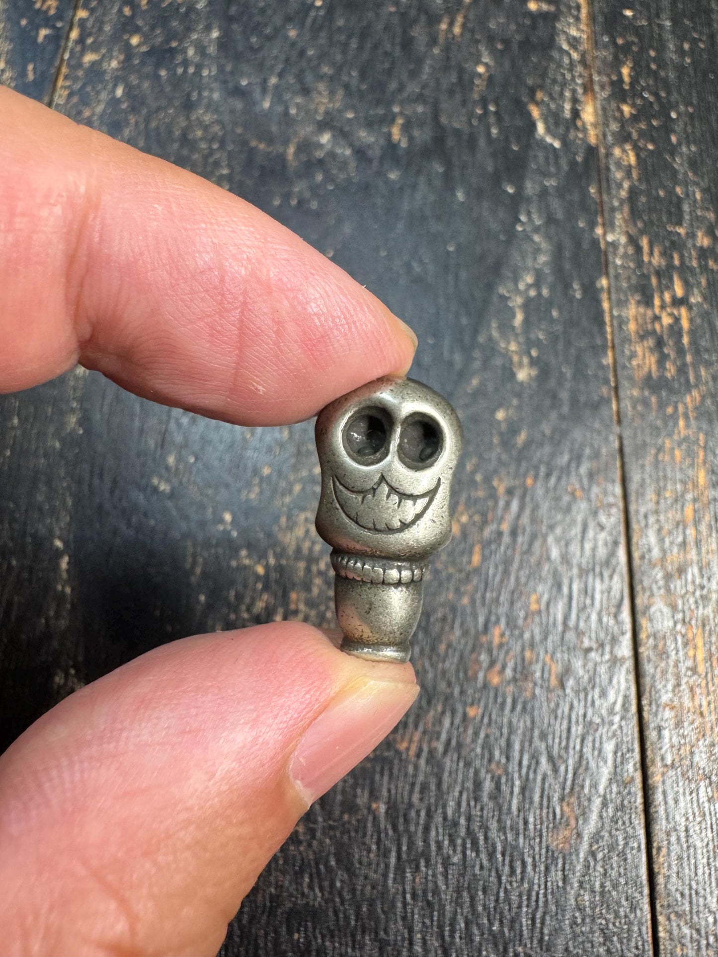 Vintage Brass Citipati Guru Bead • Tibetan Skull Mala Center Bead • Charnel Ground Skull Spacer • Brass Prayer Bead • Himalayan Buddhist Jew