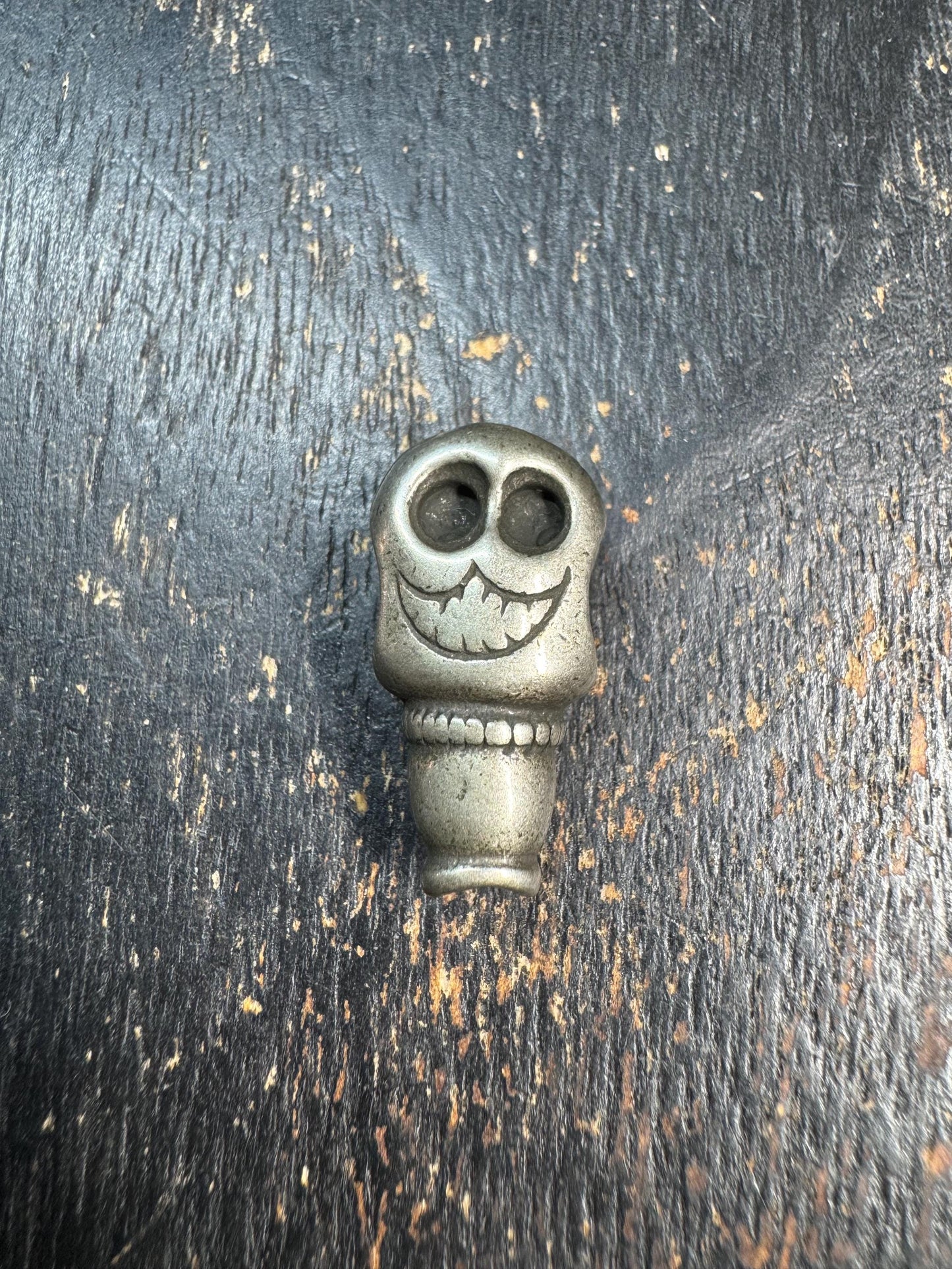 Vintage Brass Citipati Guru Bead • Tibetan Skull Mala Center Bead • Charnel Ground Skull Spacer • Brass Prayer Bead • Himalayan Buddhist Jew