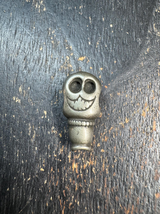 Vintage Brass Citipati Guru Bead • Tibetan Skull Mala Center Bead • Charnel Ground Skull Spacer • Brass Prayer Bead • Himalayan Buddhist Jew