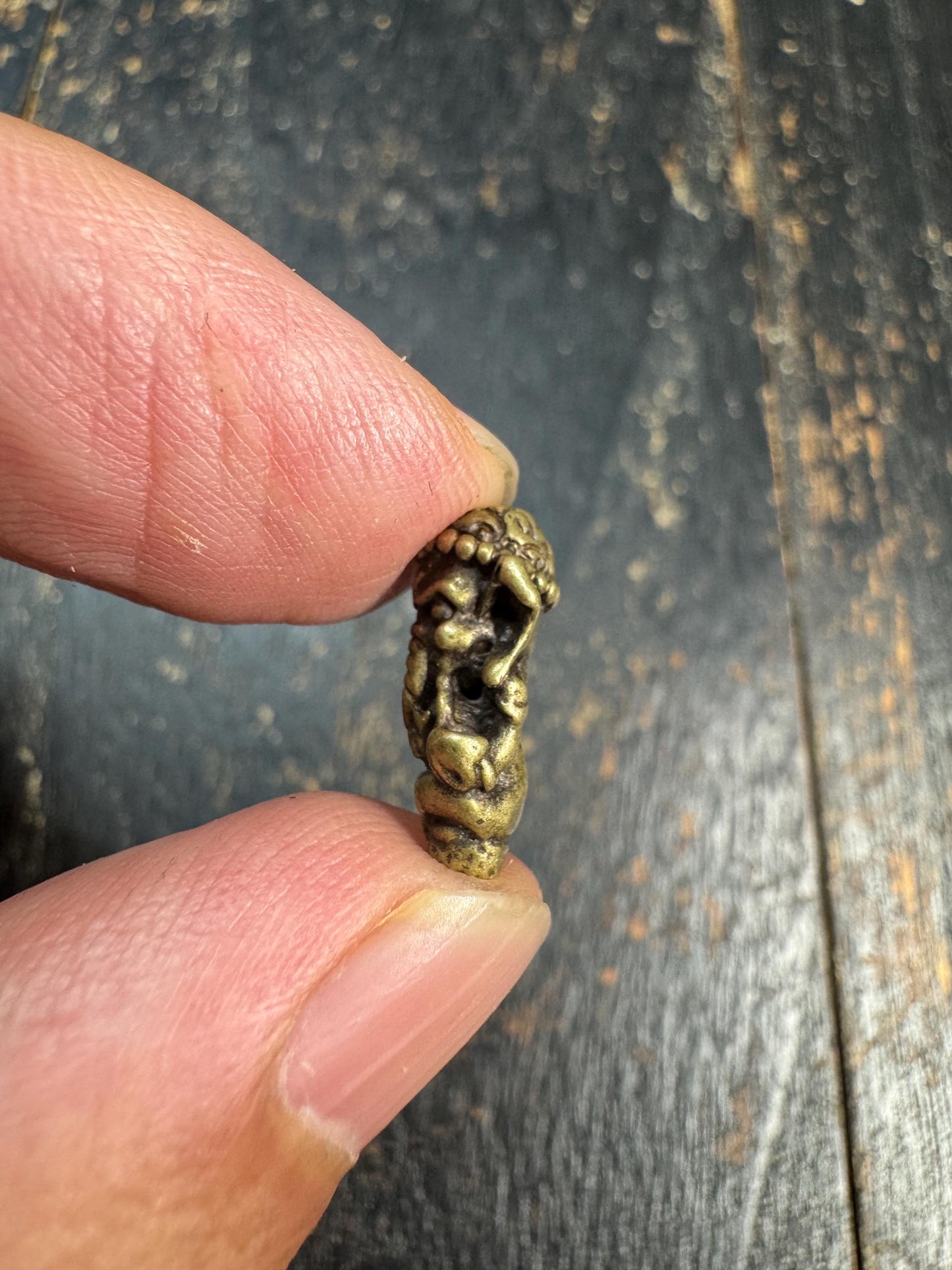 Vintage Brass Ganesha Guru Bead • Tibetan Mala Center Bead • Ganesh Brass Spacer Bead • Three Dimensional Elephant God Bead • Prayer Bead Su
