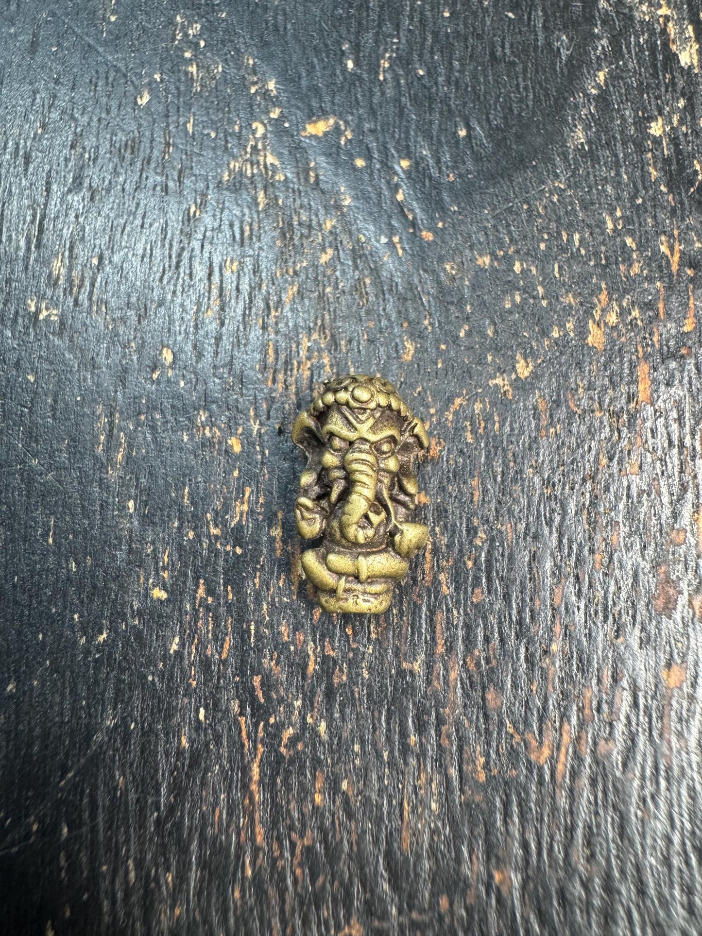 Vintage Brass Ganesha Guru Bead • Tibetan Mala Center Bead • Ganesh Brass Spacer Bead • Three Dimensional Elephant God Bead • Prayer Bead Su