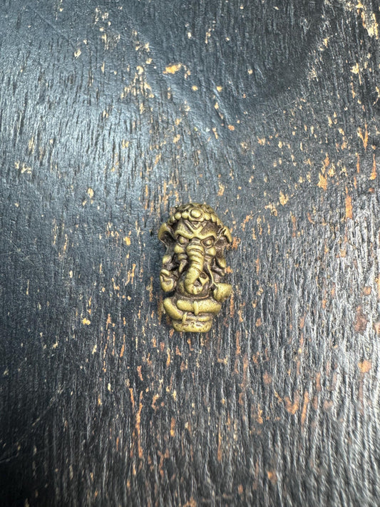 Vintage Brass Ganesha Guru Bead • Tibetan Mala Center Bead • Ganesh Brass Spacer Bead • Three Dimensional Elephant God Bead • Prayer Bead Su