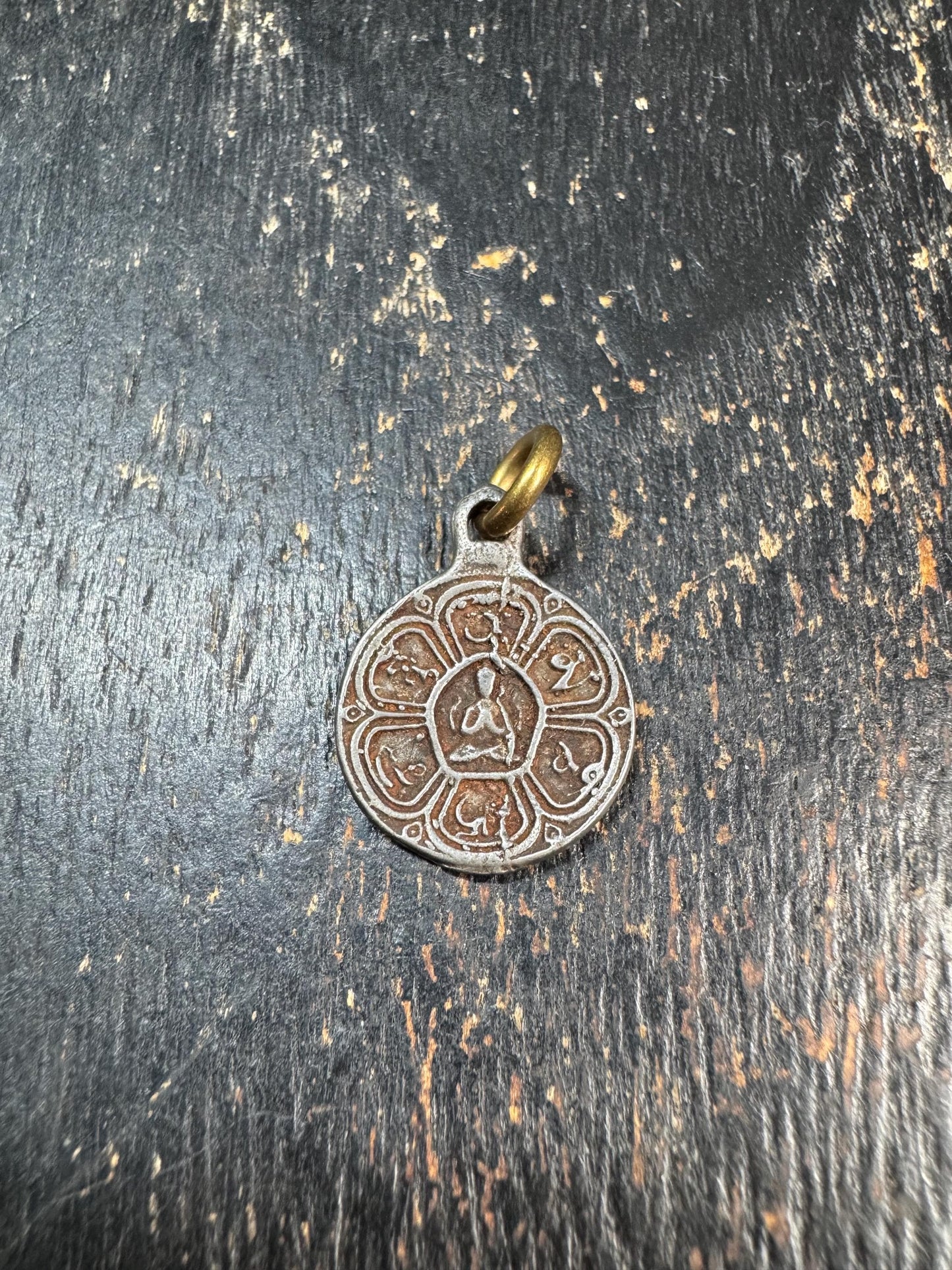 Vintage Tibetan Seed Syllable Amulet Pendant • Lotus Mandala Charm • Thokcha Talisman • Himalayan Prayer Pendant (H706)