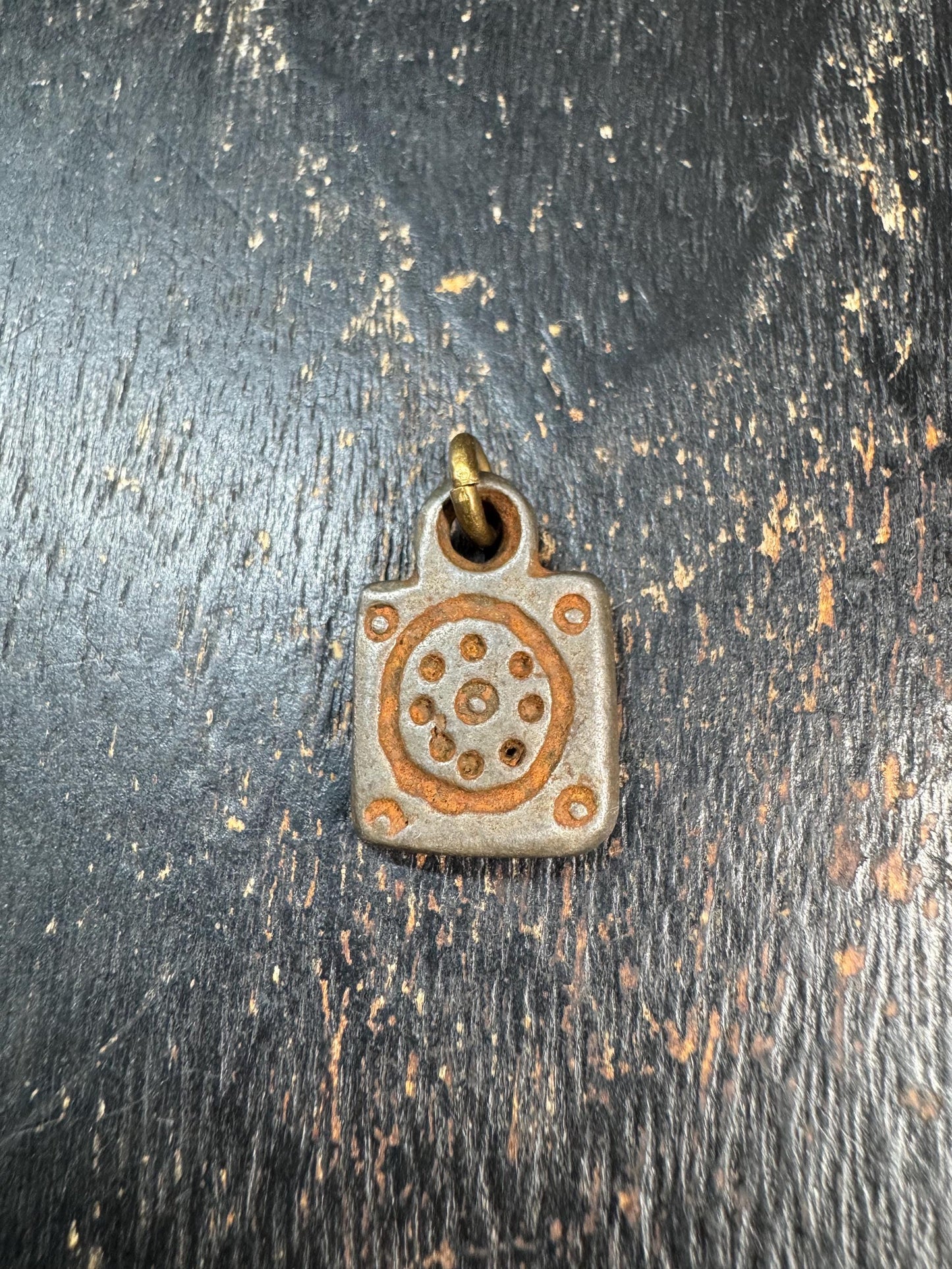 Vintage Himalayan Thokcha Pendant • Nine Dot Mantra Symbol • Cold Iron Protective Amulet • Tibetan Ritual Charm(H704)