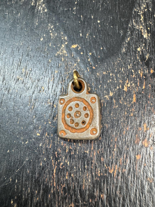 Vintage Himalayan Thokcha Pendant • Nine Dot Mantra Symbol • Cold Iron Protective Amulet • Tibetan Ritual Charm(H704)