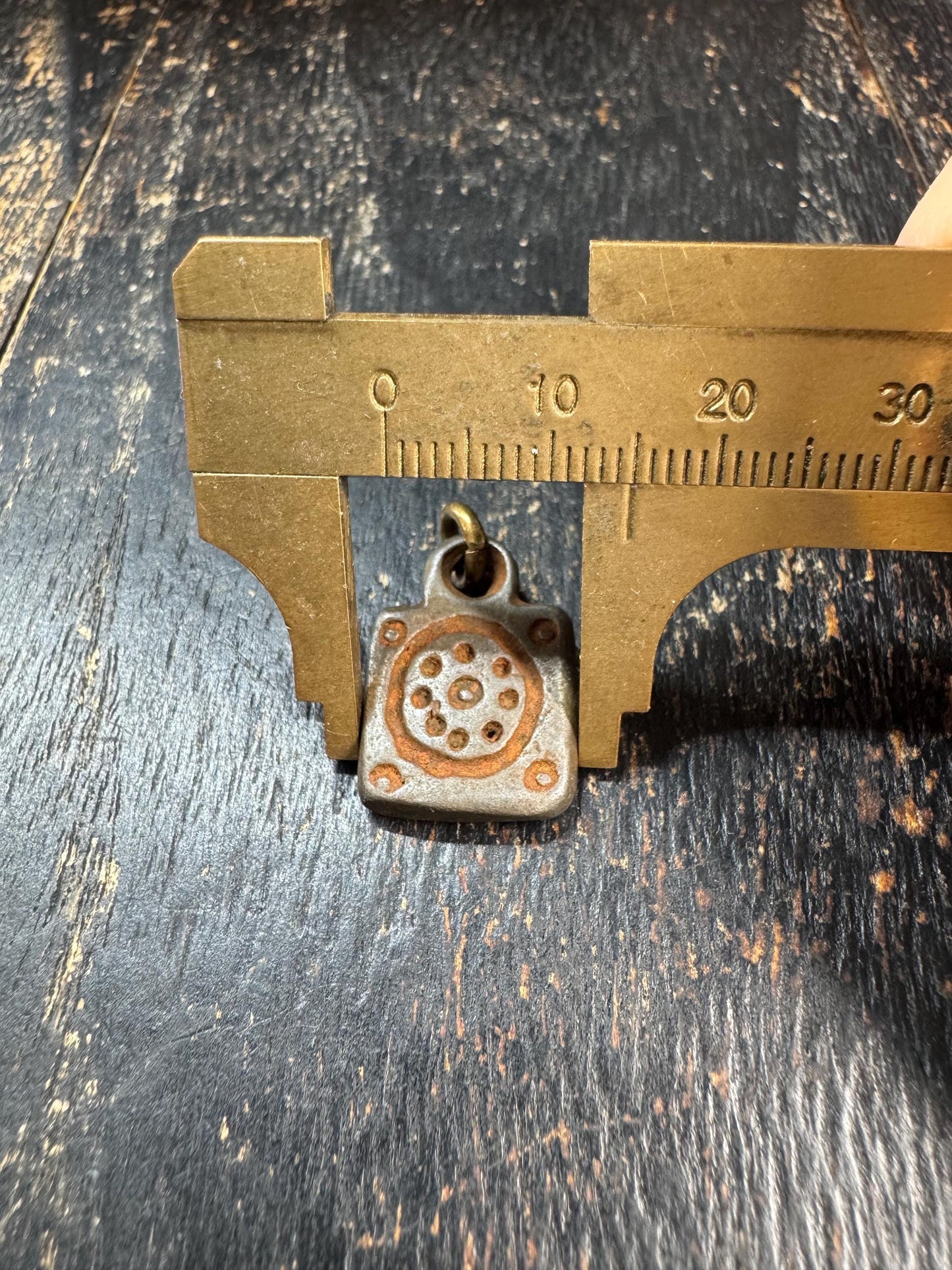 Vintage Himalayan Thokcha Pendant • Nine Dot Mantra Symbol • Cold Iron Protective Amulet • Tibetan Ritual Charm(H704)
