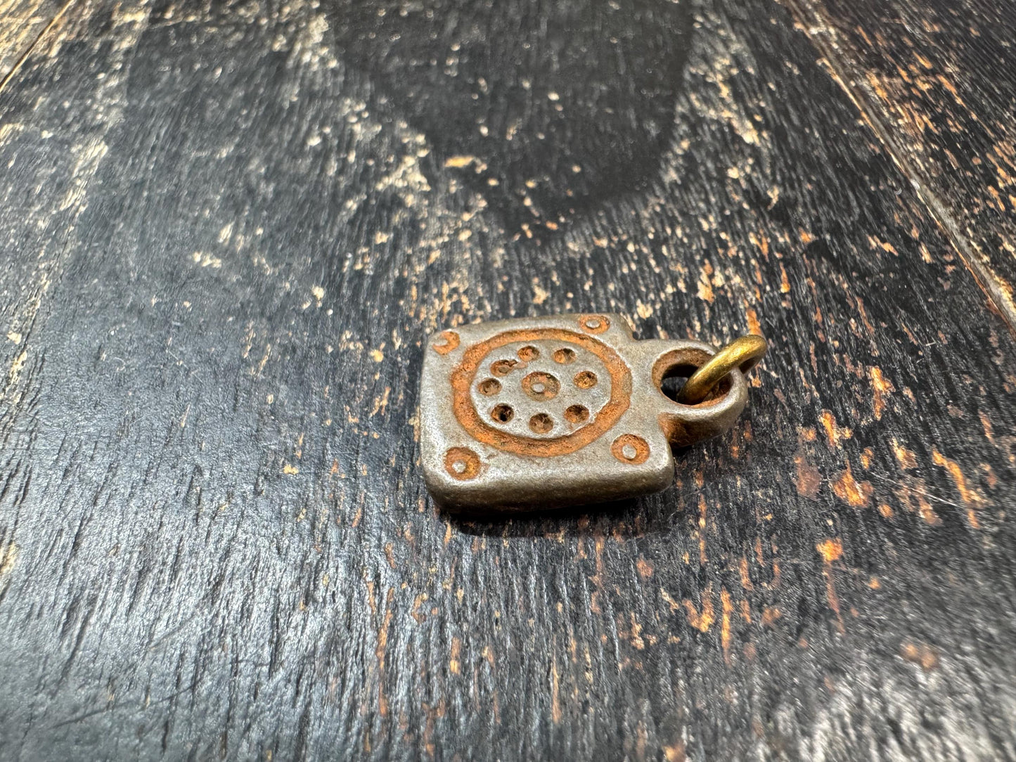Vintage Himalayan Thokcha Pendant • Nine Dot Mantra Symbol • Cold Iron Protective Amulet • Tibetan Ritual Charm(H704)