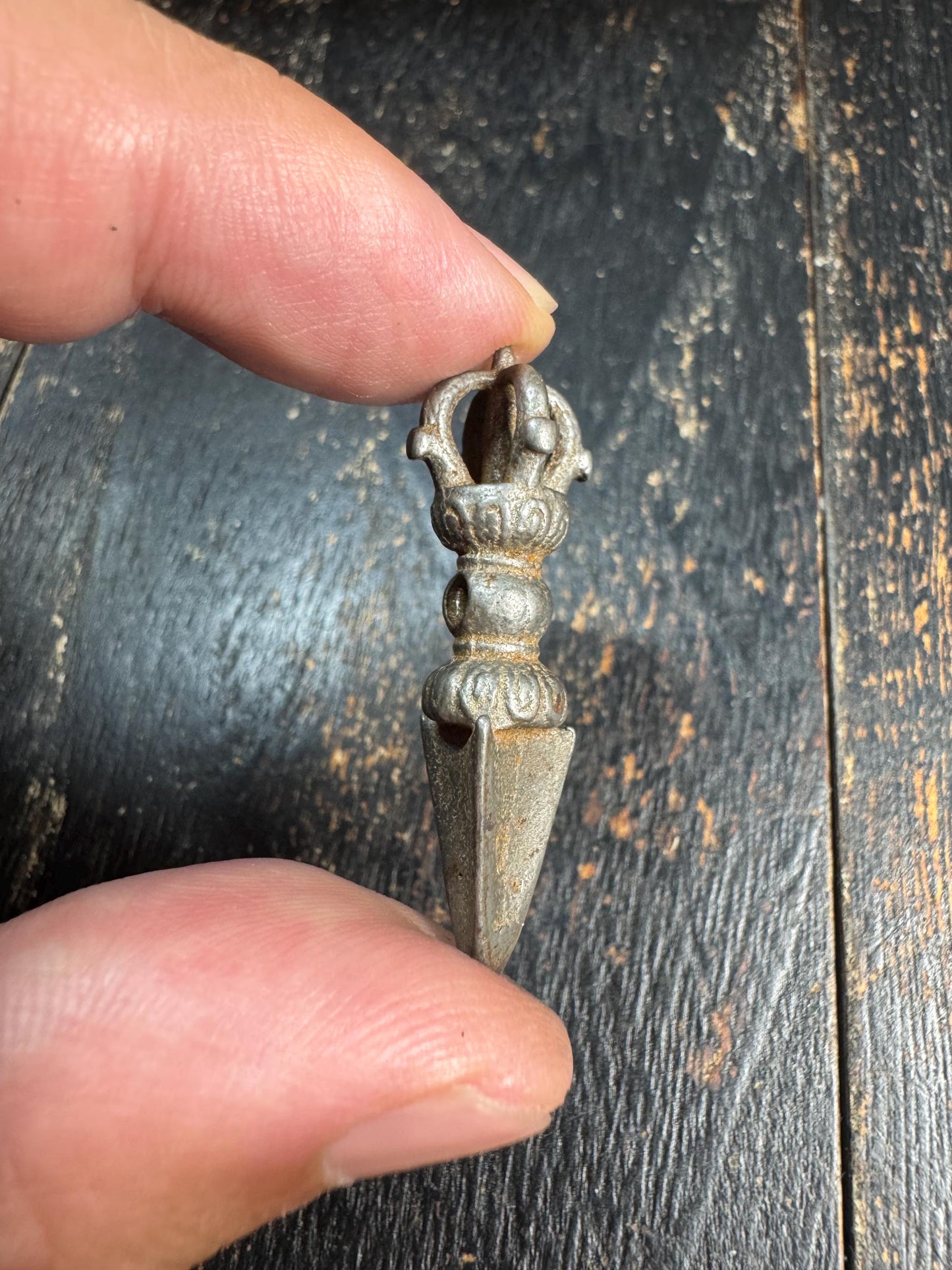 Vintage Tibetan Phurba Pendant • Vajra Kila Amulet • Iron Ritual Dagger Charm • Himalayan Thokcha Pendant • Mala Accessory(H707)