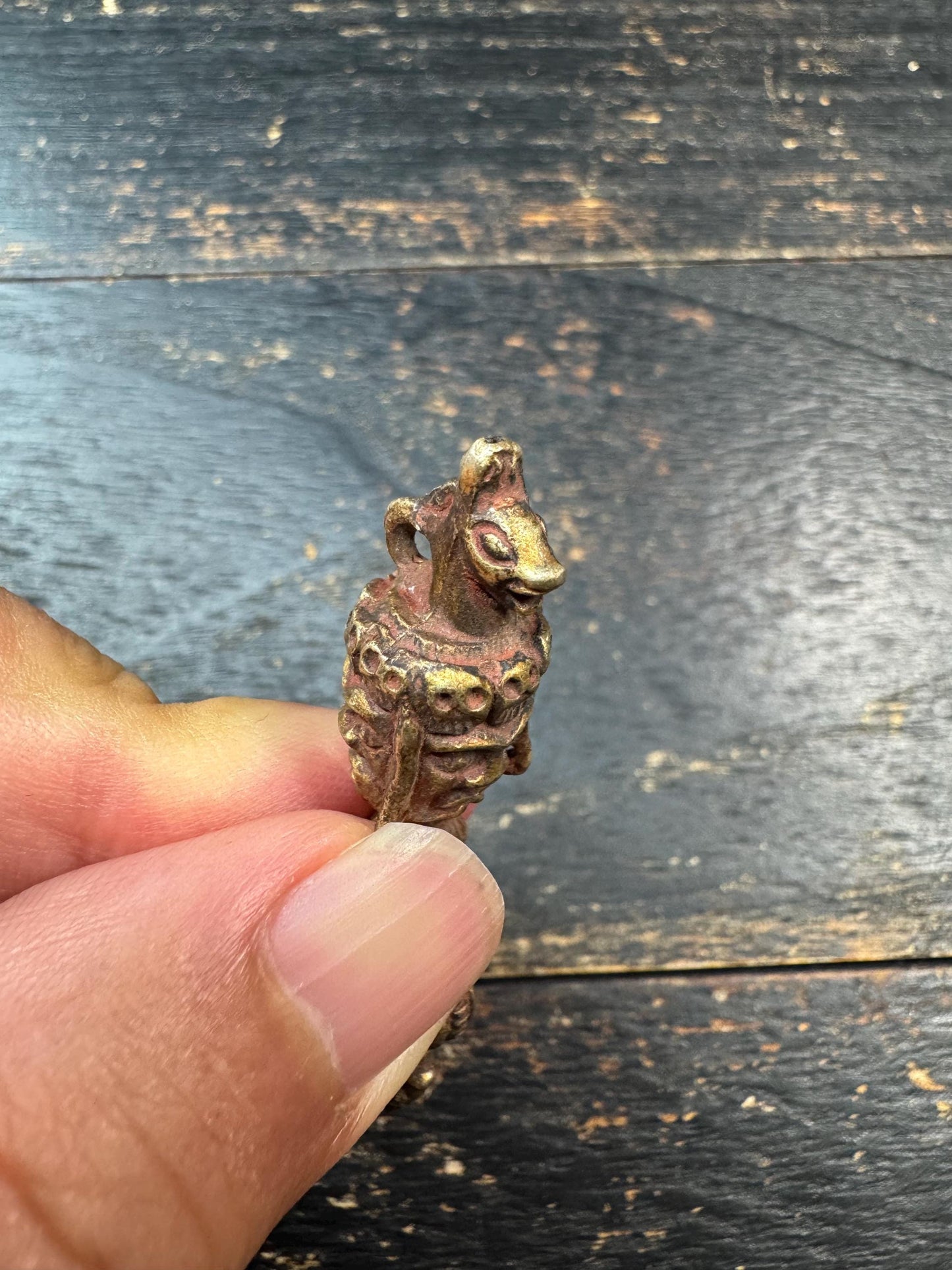 Vintage Brass Tibetan Phurba Pendant | Nepal Three-Faced Kila Vajrakilaya Ritual Amulet | Handmade Buddhist Protection Talisman(H729)