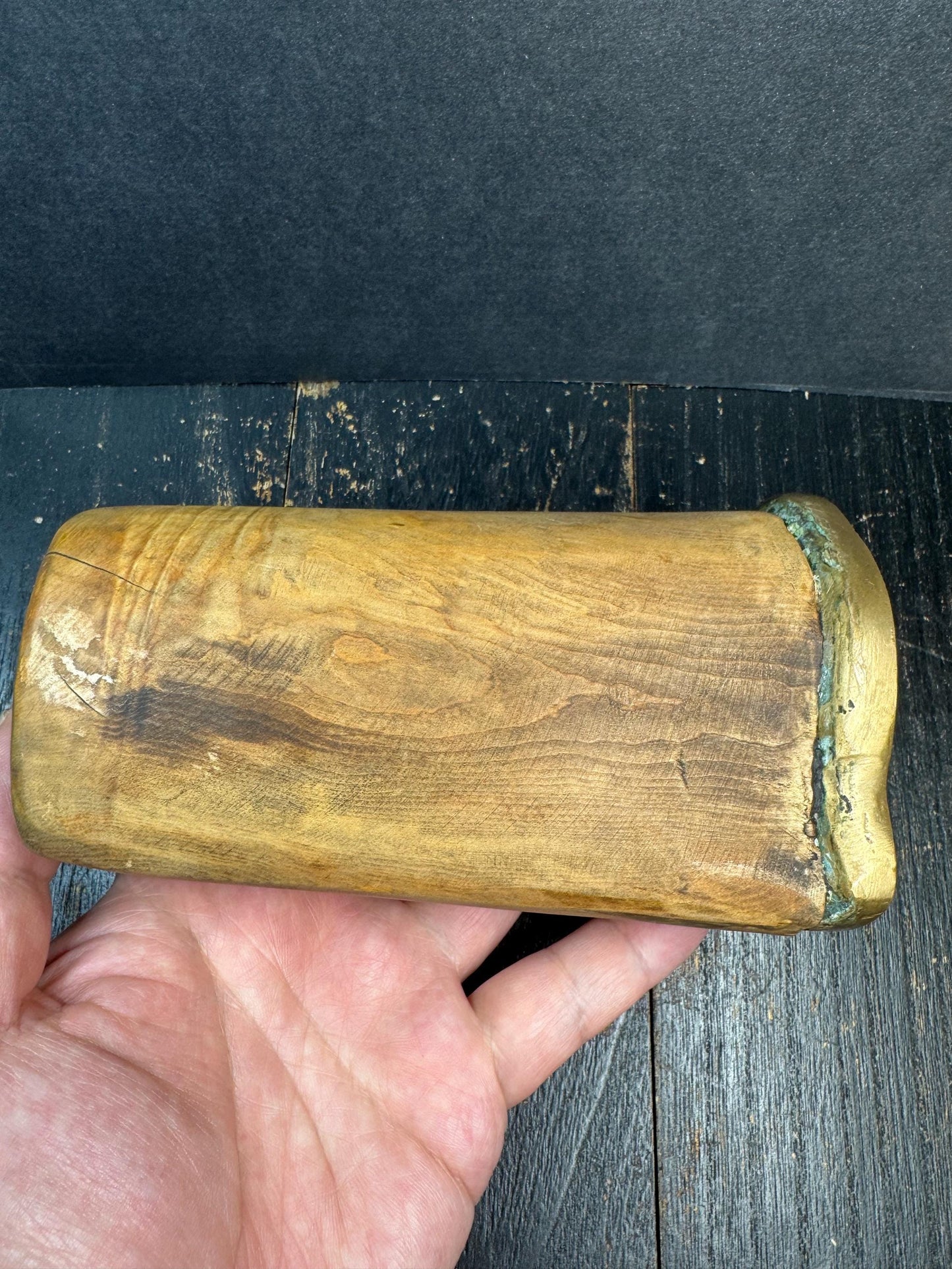 Vintage Tibetan Buddhist Bronze Mounted Wooden Ritual Mold | Tsa Tsa Mold | Himalayan Temple Religious Stamp | Buddhist Altar Artifact(H734)