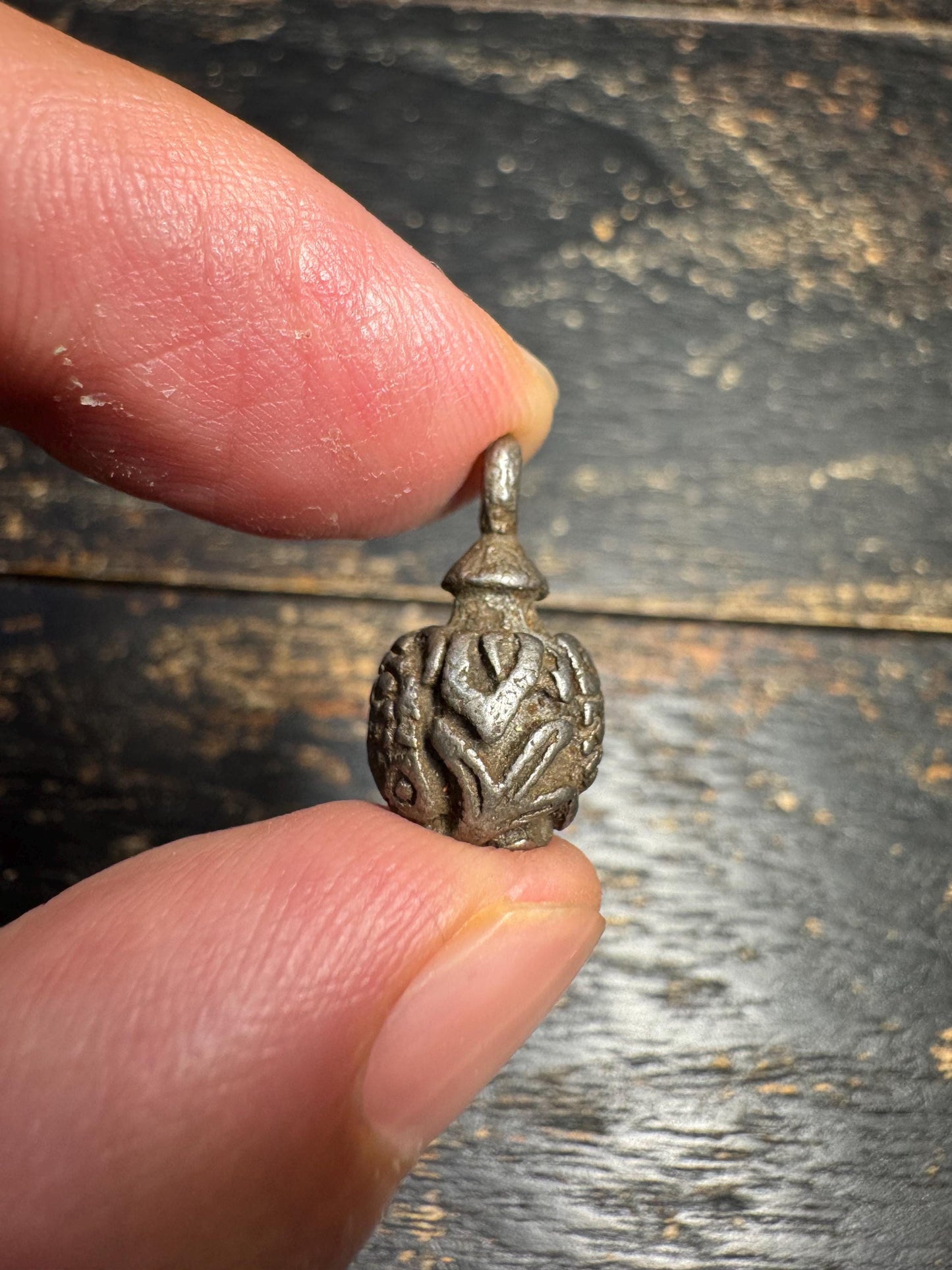 Vintage Tibetan Thokcha Iron Three Fish Amulet Pendant, Old Himalayan Protective Charm, Tribal Talisman, Mala Pendant(H708)