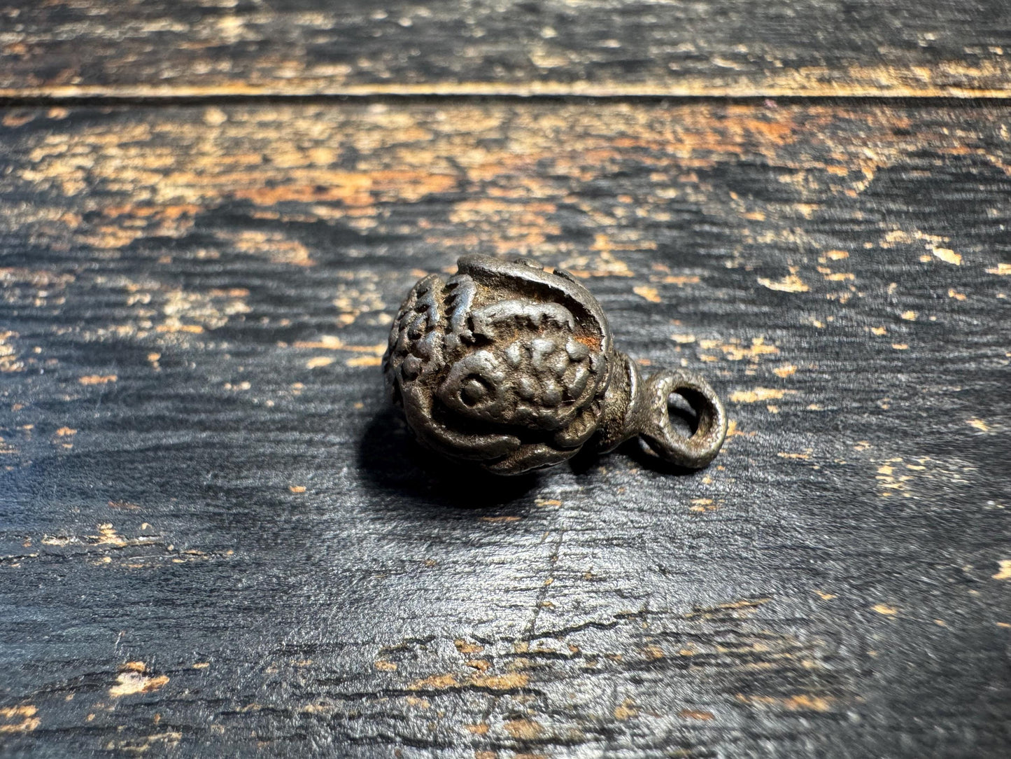Vintage Tibetan Thokcha Iron Three Fish Amulet Pendant, Old Himalayan Protective Charm, Tribal Talisman, Mala Pendant(H708)