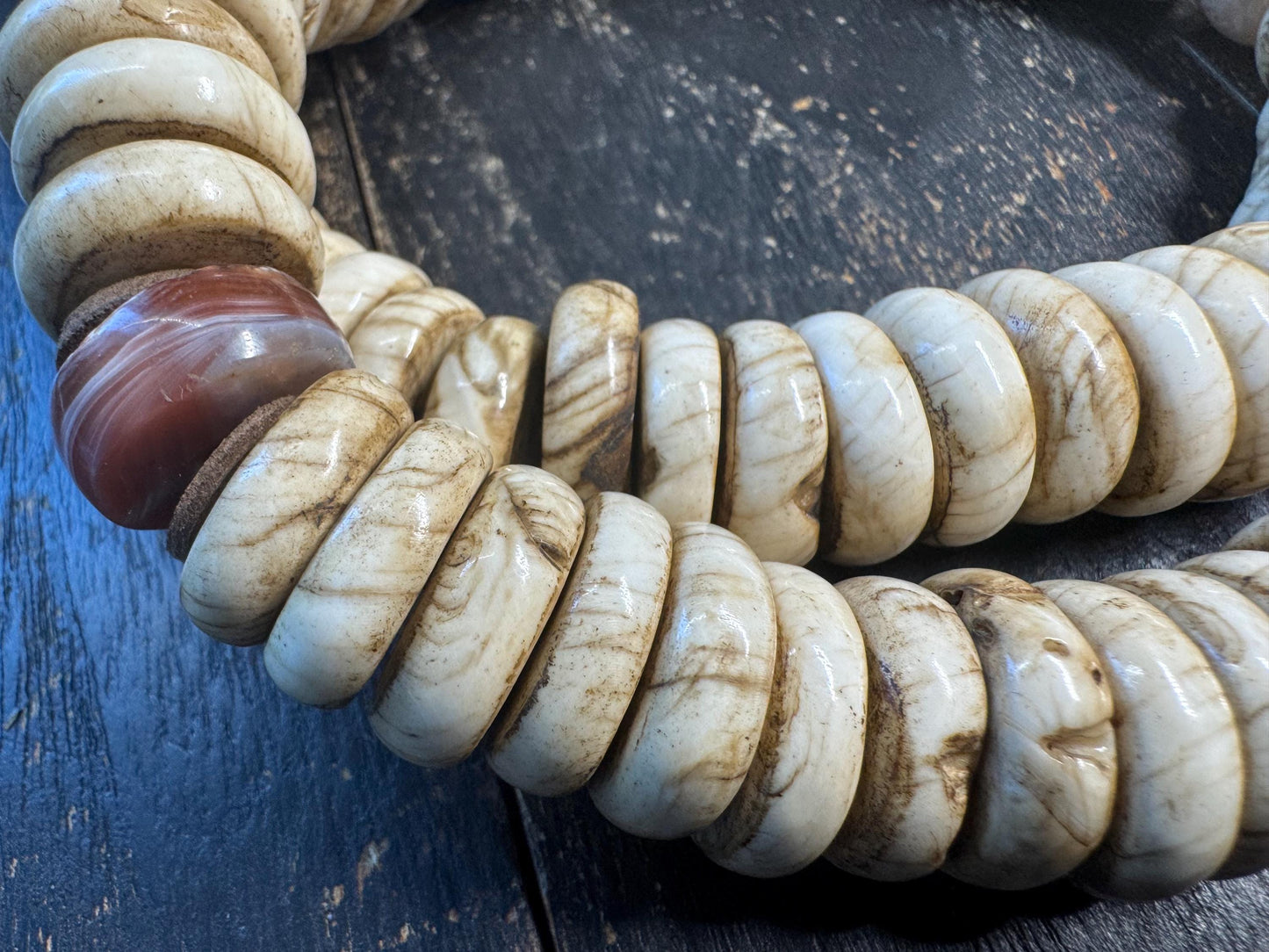 Vintage Tibetan Conch Shell Mala 108 Beads | Heavy Himalayan Prayer Beads Necklace | Carnelian Spacer Beads | Skull Finial | 560g(H715)