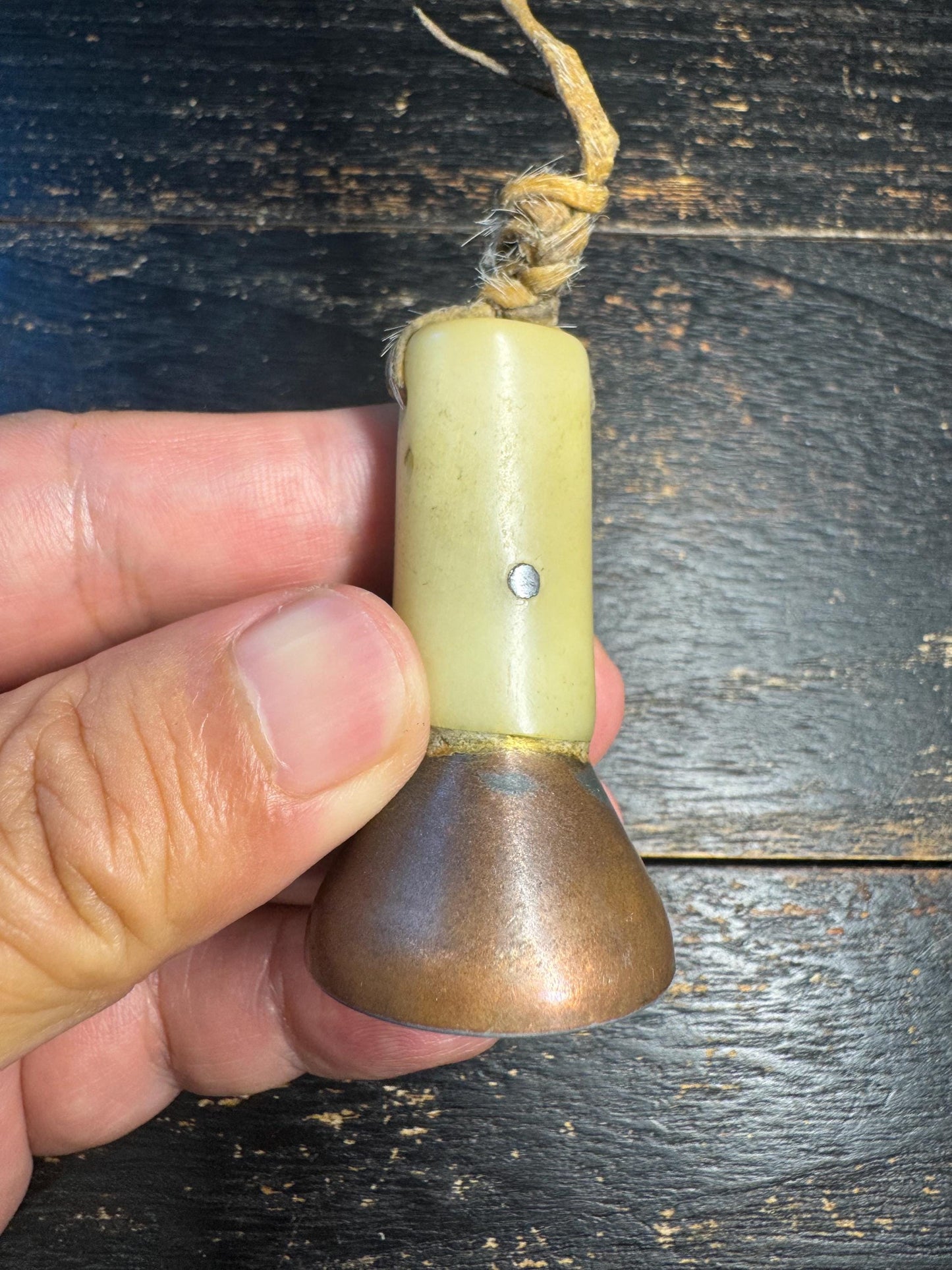 Tibetan Brass Ritual Bell with Yak Bone Handle – Hand Held Prayer Tool, Mantra Engraved Mandala, Himalayan Meditation Altar Object(H735)
