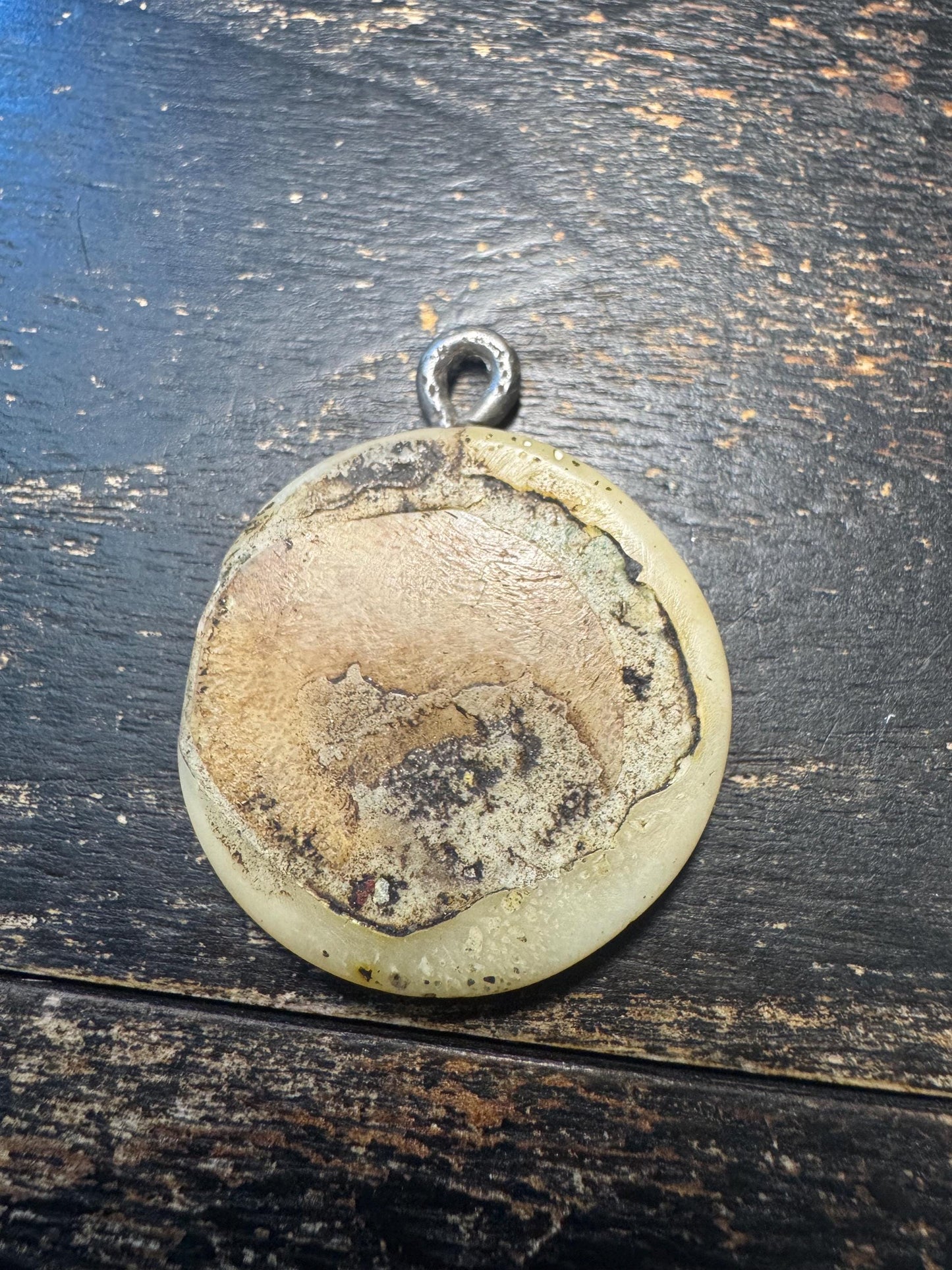 Tibetan Nine Palace Eight Trigrams Pendant, Brass Jiugong Bagua Amulet, Yak Bone Inlay Talisman, Protection Feng Shui Charm(H740)