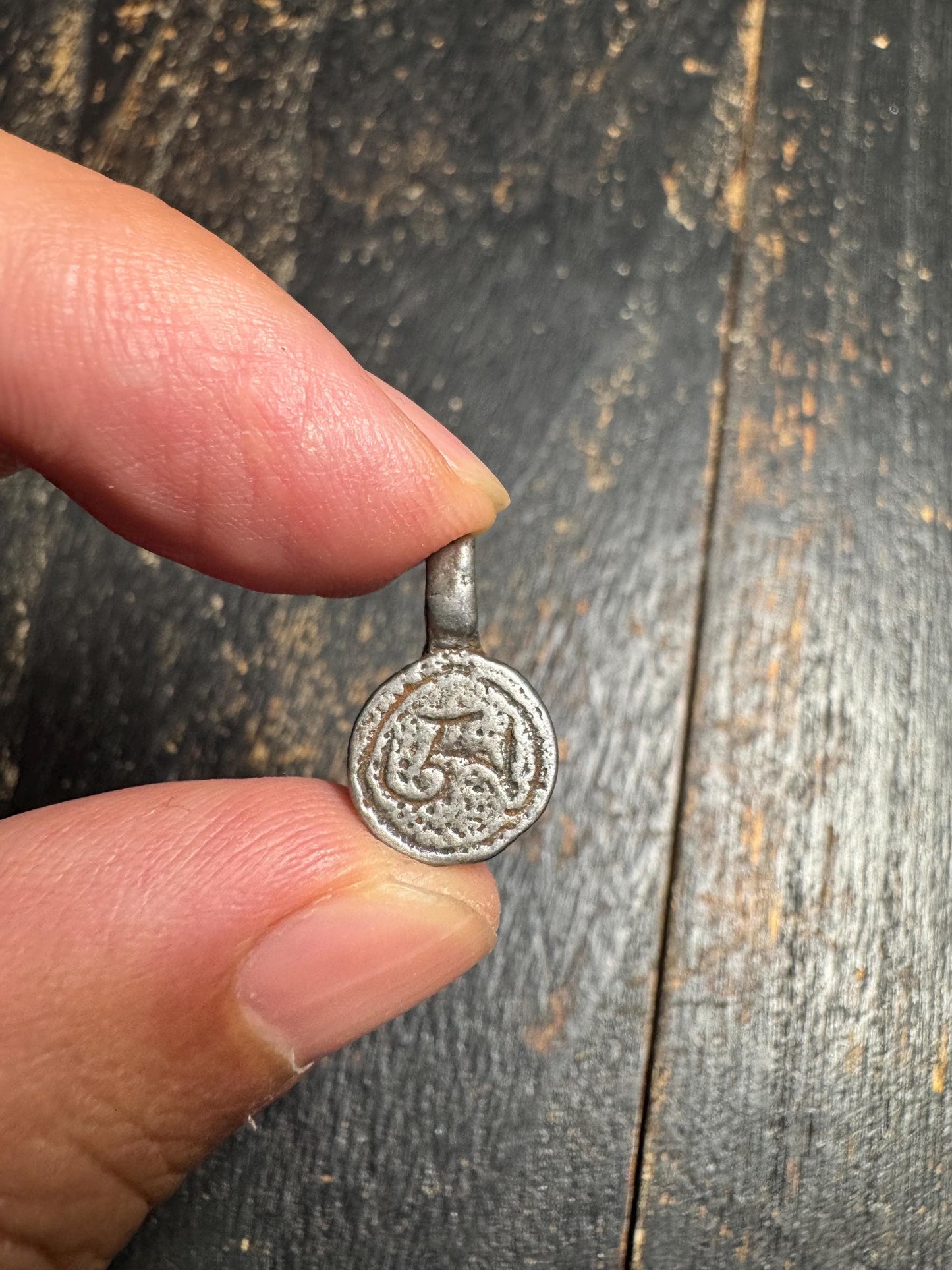 Vintage Tibetan Cold Iron OM Seal Amulet Pendant | Himalayan Buddhist Talisman | Ritual Charm(H714)