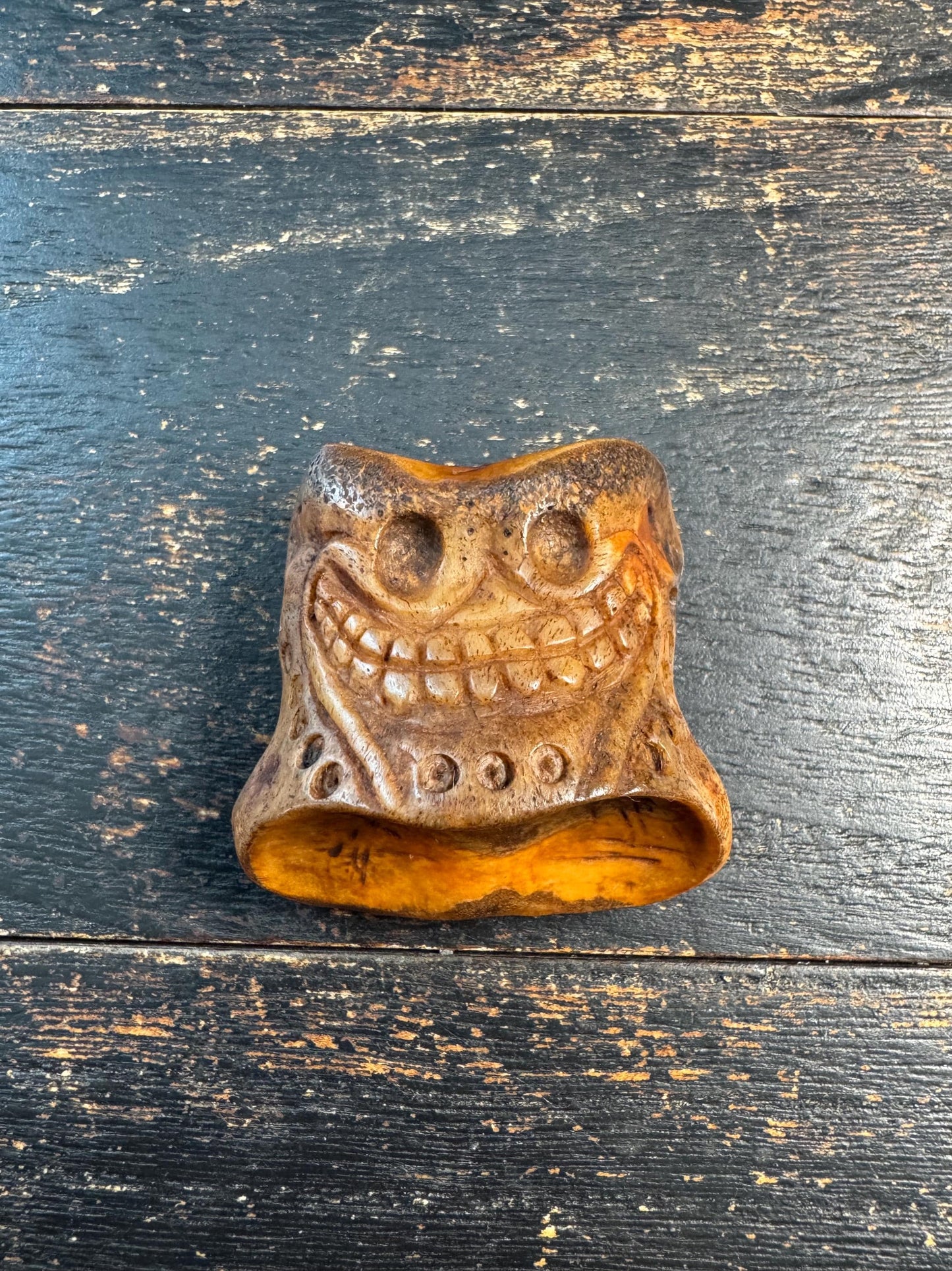 Vintage Tibetan Yak Bone Citipati Guru Bead | Hand Carved OM Bone Bead | 3 Hole Mala Guru Bead | Buddhist Prayer Necklace Pendant(H740)
