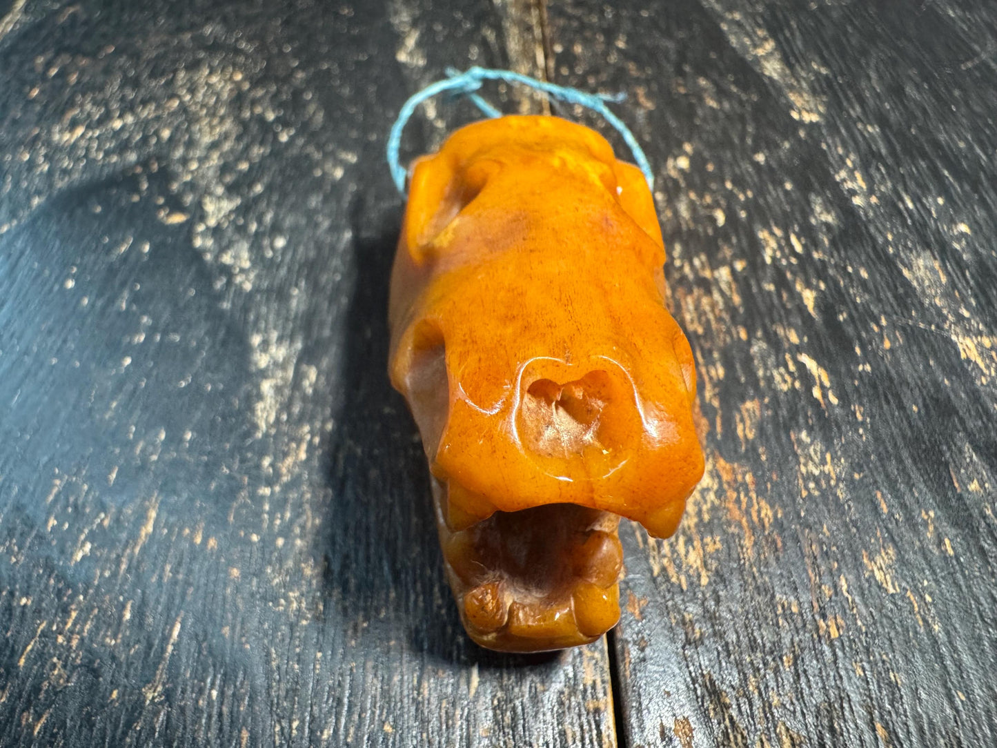 Vintage Tibetan Hand Carved Yak Bone Wolf Skull Pendant | Himalayan Beast Head Amulet | Gothic Tribal Necklace Charm | Mala Guru Bead(H741)