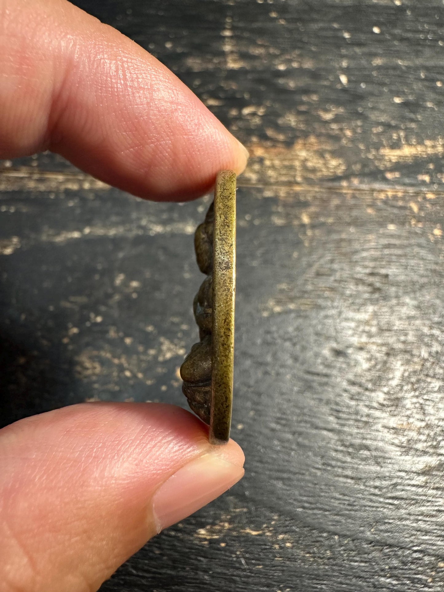 Vintage Brass Buddhist Pendant Double Sided Buddha Amulet Tibetan Nepal Meditation Charm Sanskrit Prayer Talisman(H744)