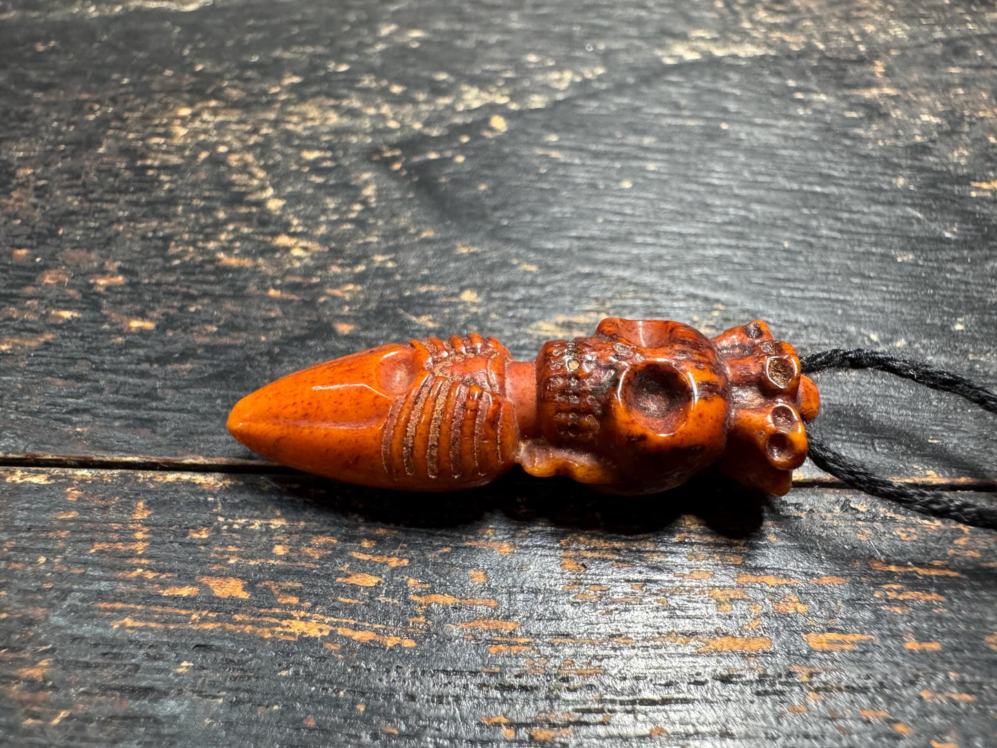 Hand Carved Yak Bone Citipati Skull Phurba Pendant, Tibetan Buddhist Ritual Dagger Amulet, Mala Guru Pendant, Meditation Charm(H746)