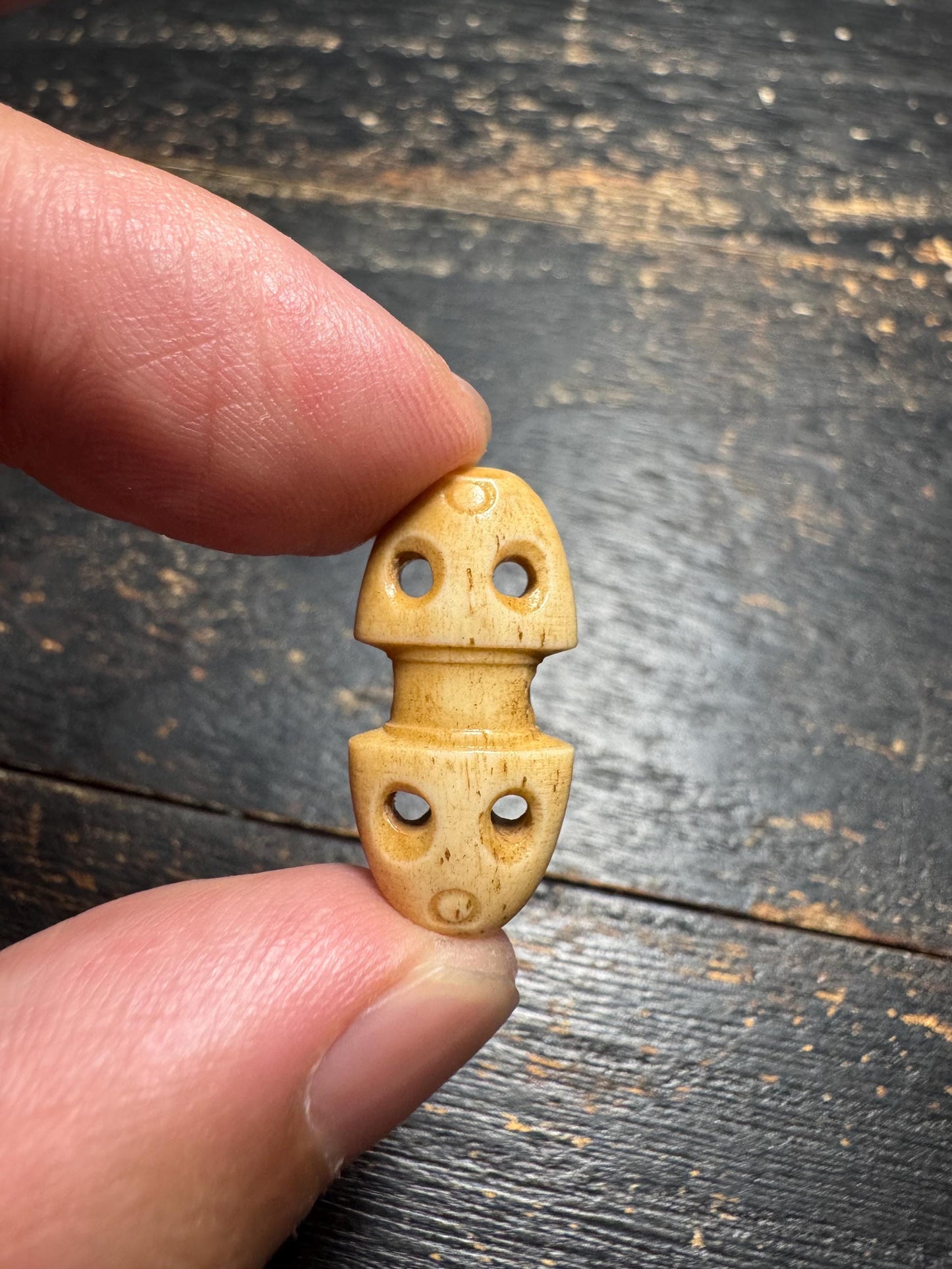 Hand Carved Yak Bone Guru Bead, Tibetan Double Head Three Hole Guru Bead, Mala Connector Bead, Buddhist Prayer Bead DIY Supplies(H747)