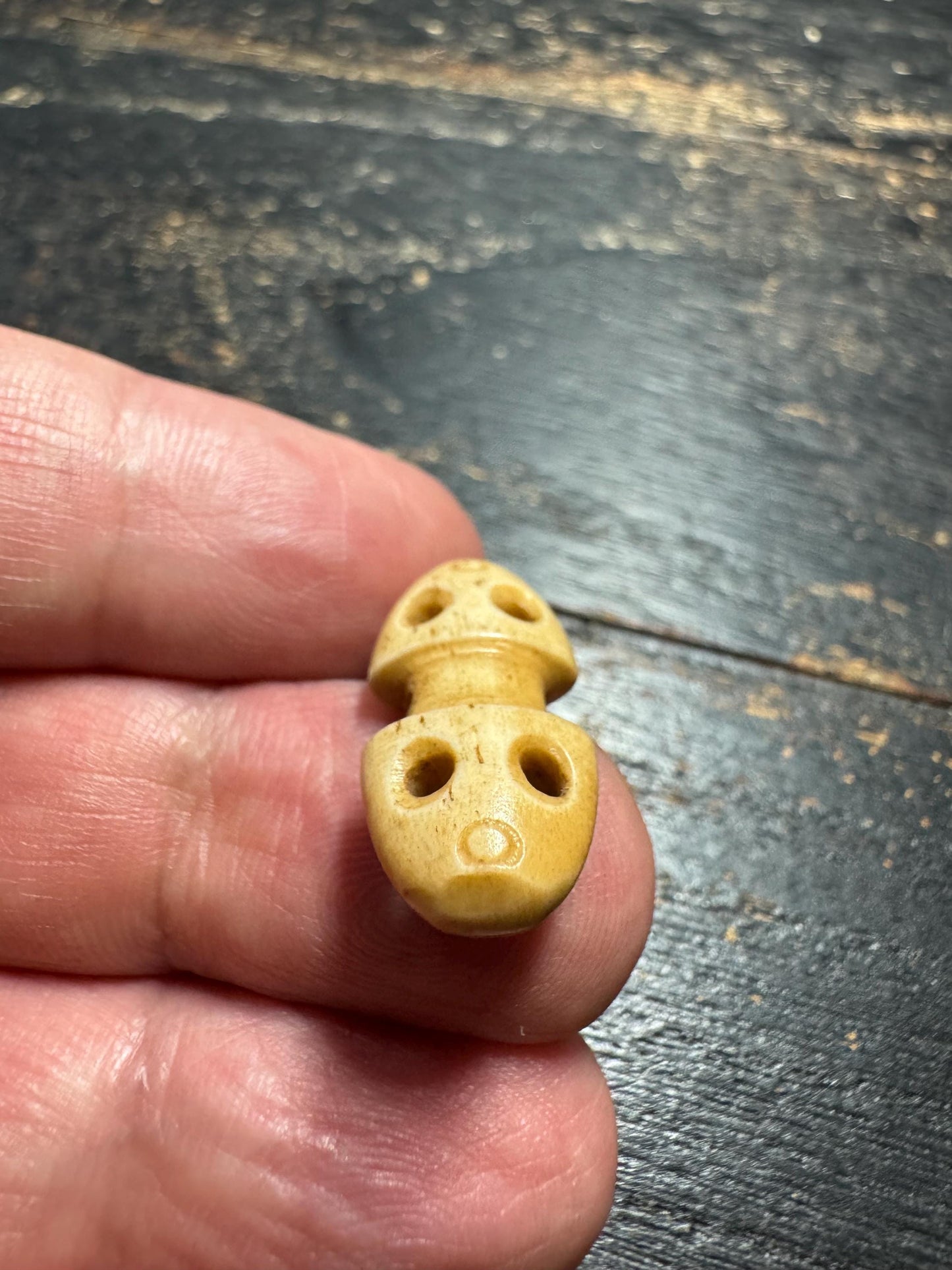 Hand Carved Yak Bone Guru Bead, Tibetan Double Head Three Hole Guru Bead, Mala Connector Bead, Buddhist Prayer Bead DIY Supplies(H747)
