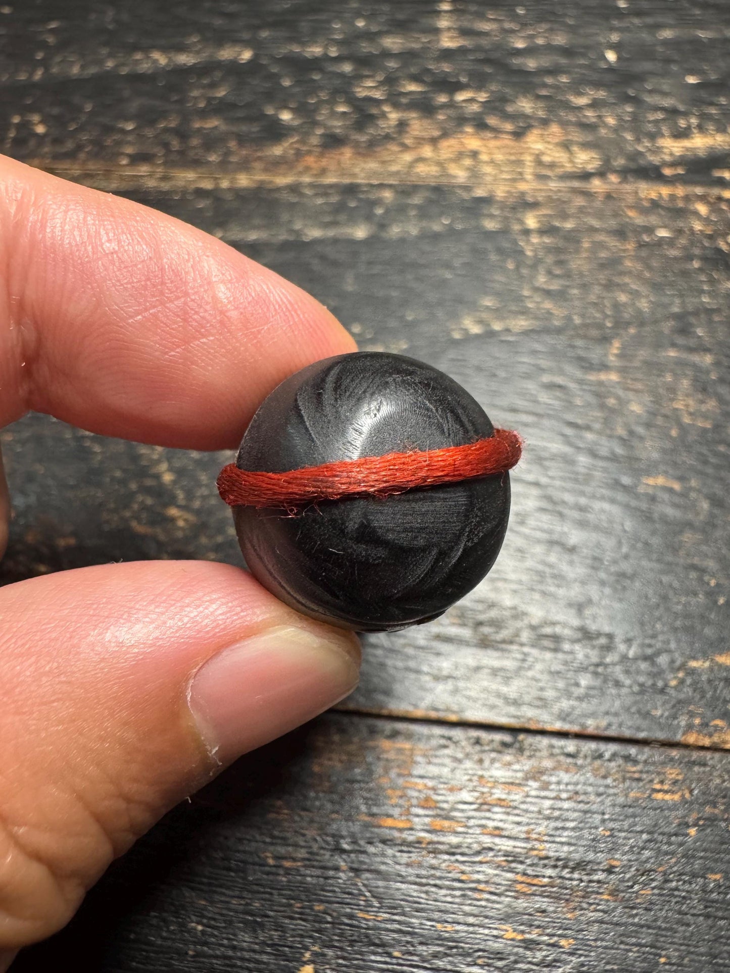 Black Horn Guru Bead with Mantra Dots, Hand Carved Tibetan Style Mala Center Bead, 3 Hole Prayer Bead for Mala Making(H748)
