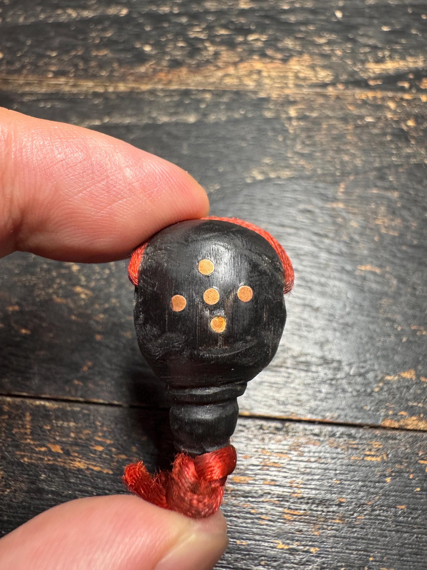 Black Horn Guru Bead with Mantra Dots, Hand Carved Tibetan Style Mala Center Bead, 3 Hole Prayer Bead for Mala Making(H748)