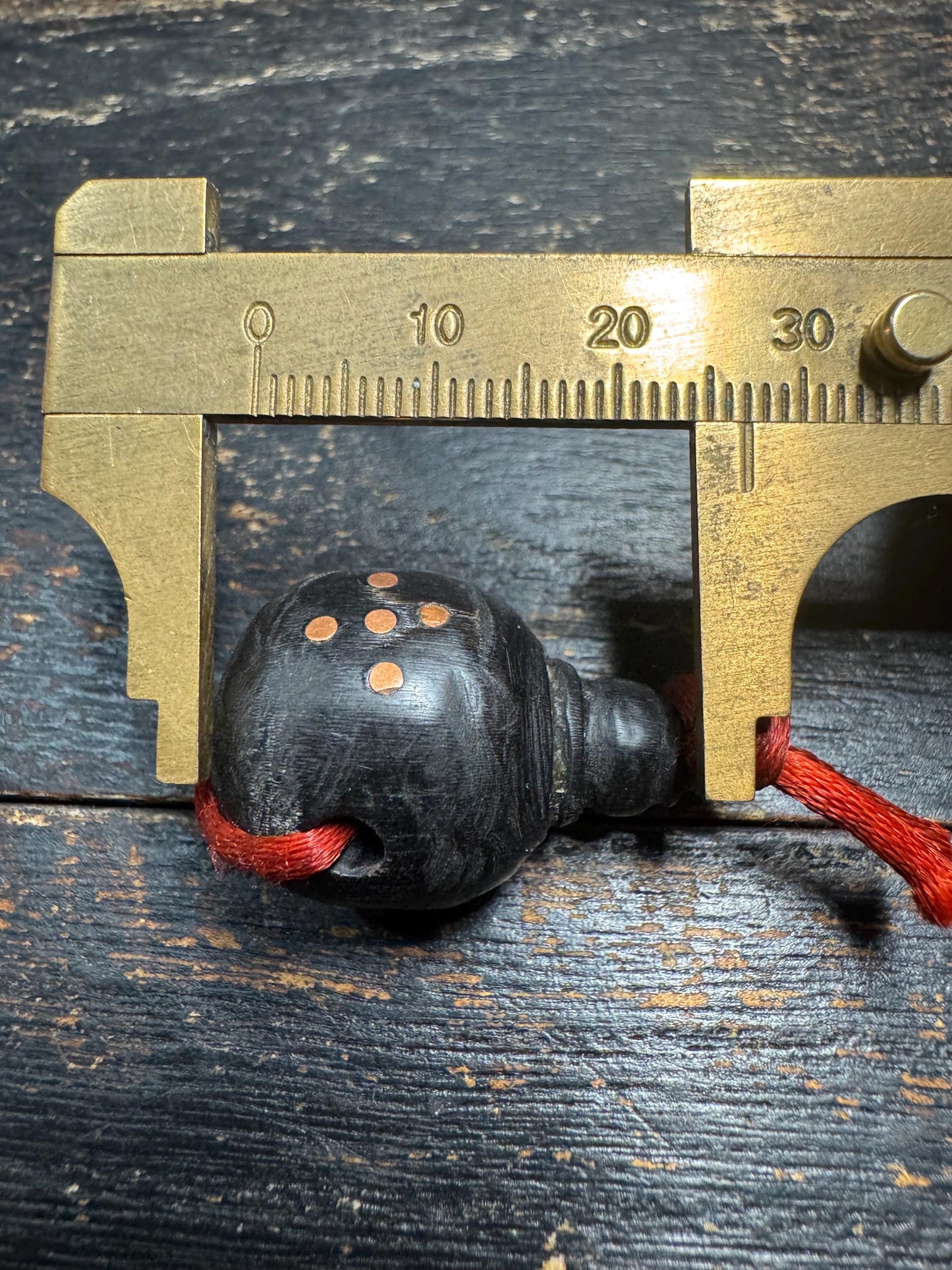 Black Horn Guru Bead with Mantra Dots, Hand Carved Tibetan Style Mala Center Bead, 3 Hole Prayer Bead for Mala Making(H748)