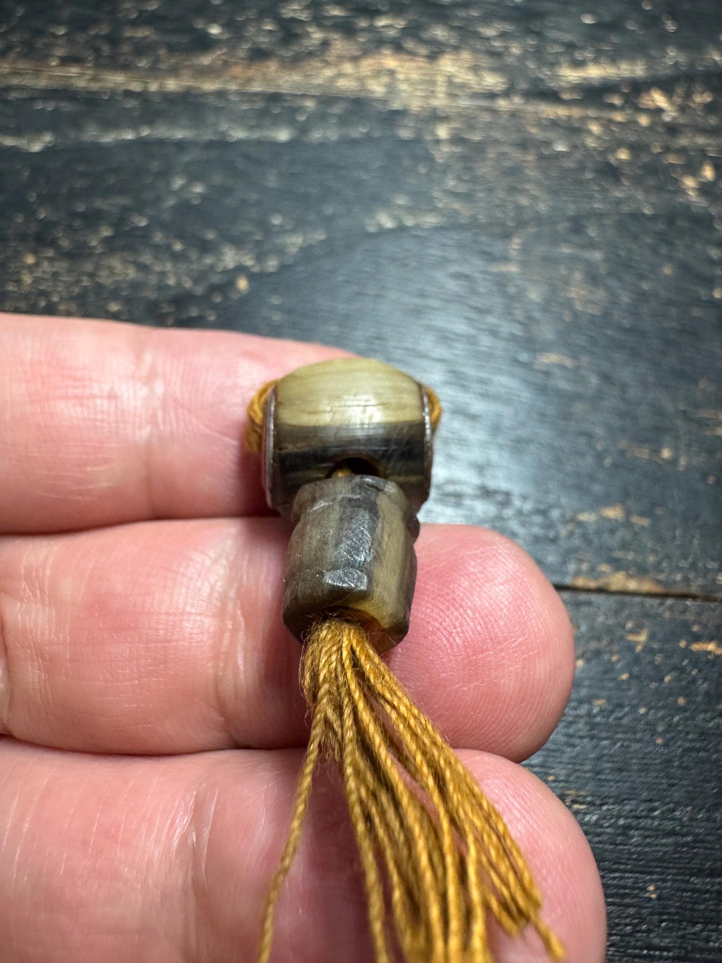 Vintage Himalayan Natural Horn Guru Bead | 3-Hole T Guru Bead for Mala Making | Handcrafted Meditation Spacer | Prayer Bead Supplies (H750)