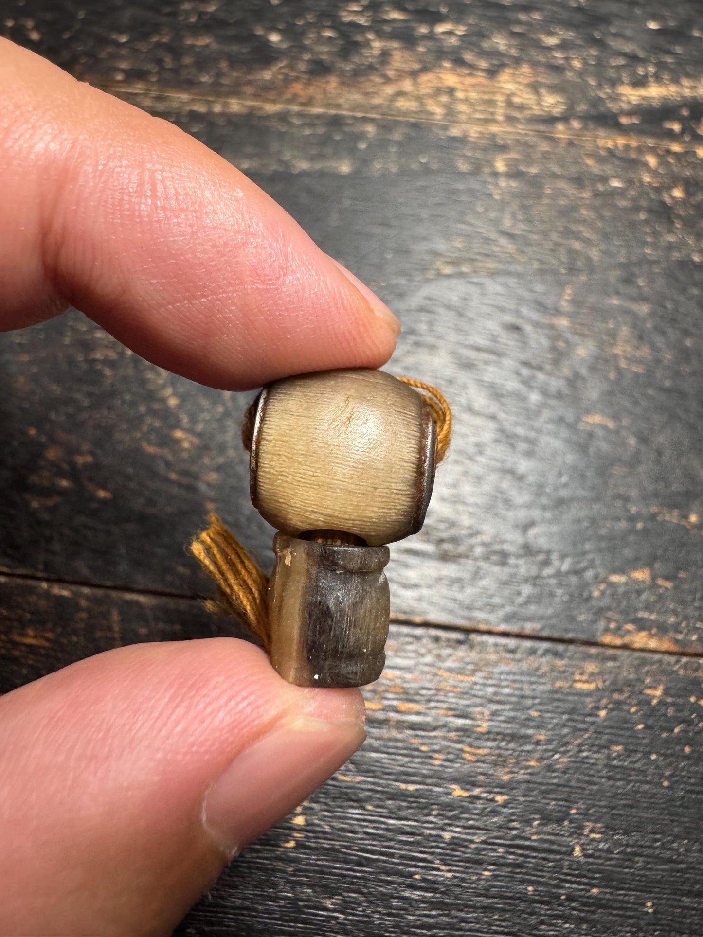 Vintage Himalayan Natural Horn Guru Bead | 3-Hole T Guru Bead for Mala Making | Handcrafted Meditation Spacer | Prayer Bead Supplies (H750)
