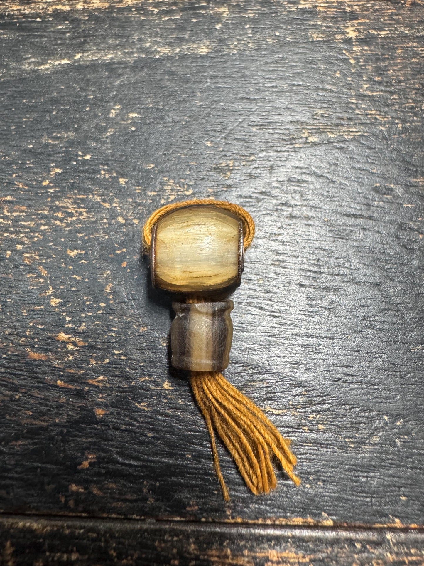 Vintage Himalayan Natural Horn Guru Bead | 3-Hole T Guru Bead for Mala Making | Handcrafted Meditation Spacer | Prayer Bead Supplies (H750)